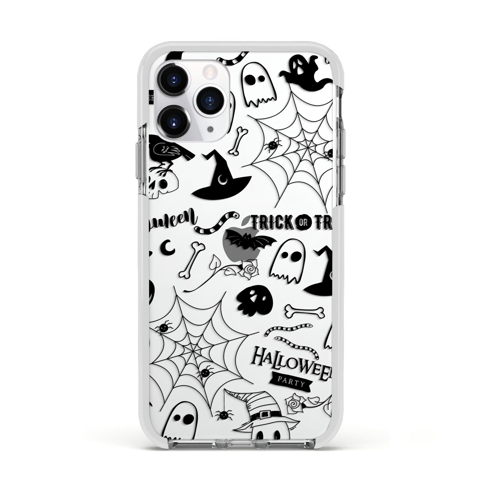 Monochrome Halloween Illustrations Apple iPhone 11 Pro in Silver with White Impact Case