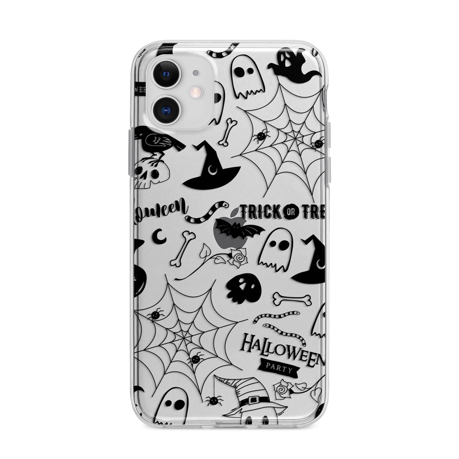 Monochrome Halloween Illustrations Apple iPhone 11 in White with Bumper Case