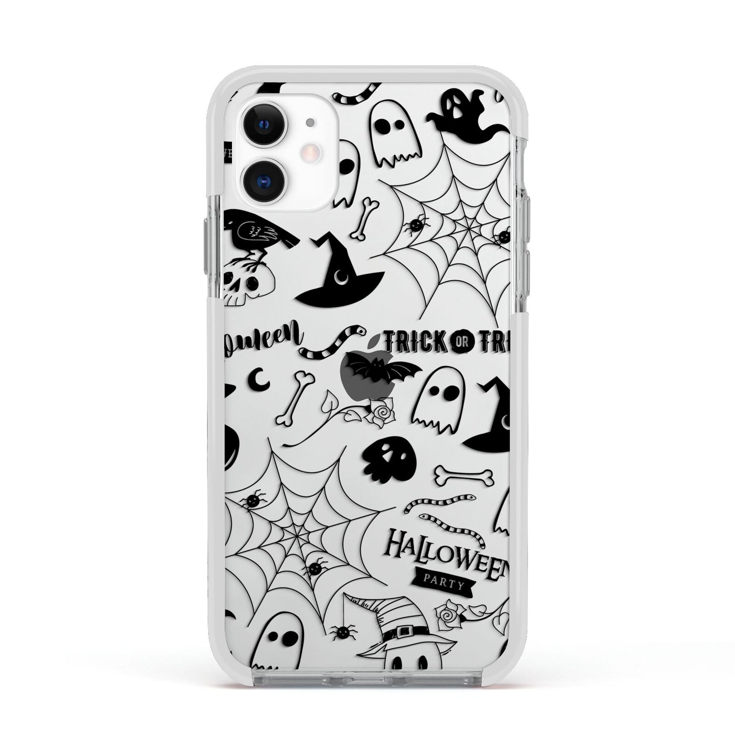 Monochrome Halloween Illustrations Apple iPhone 11 in White with White Impact Case
