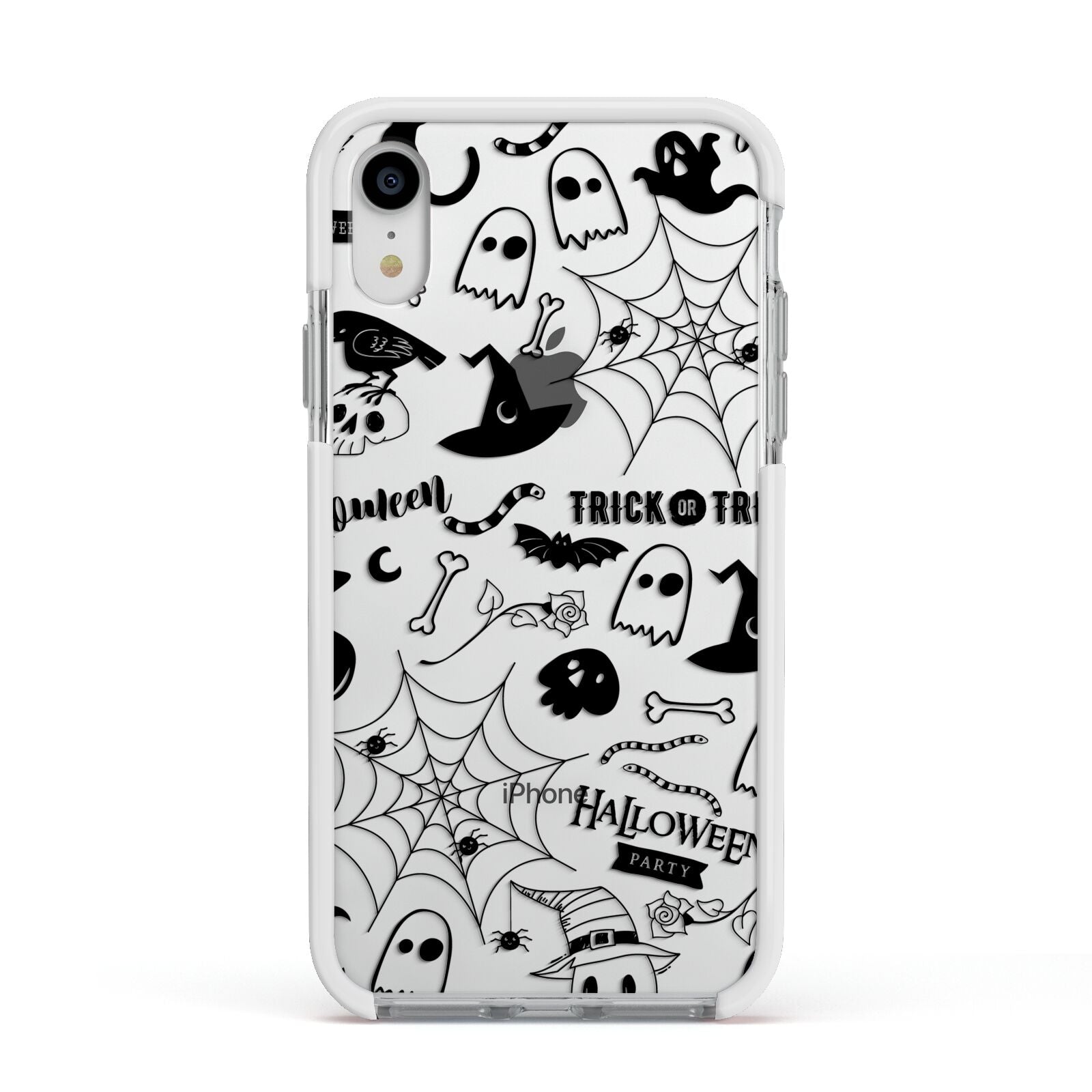 Monochrome Halloween Illustrations Apple iPhone XR Impact Case White Edge on Silver Phone