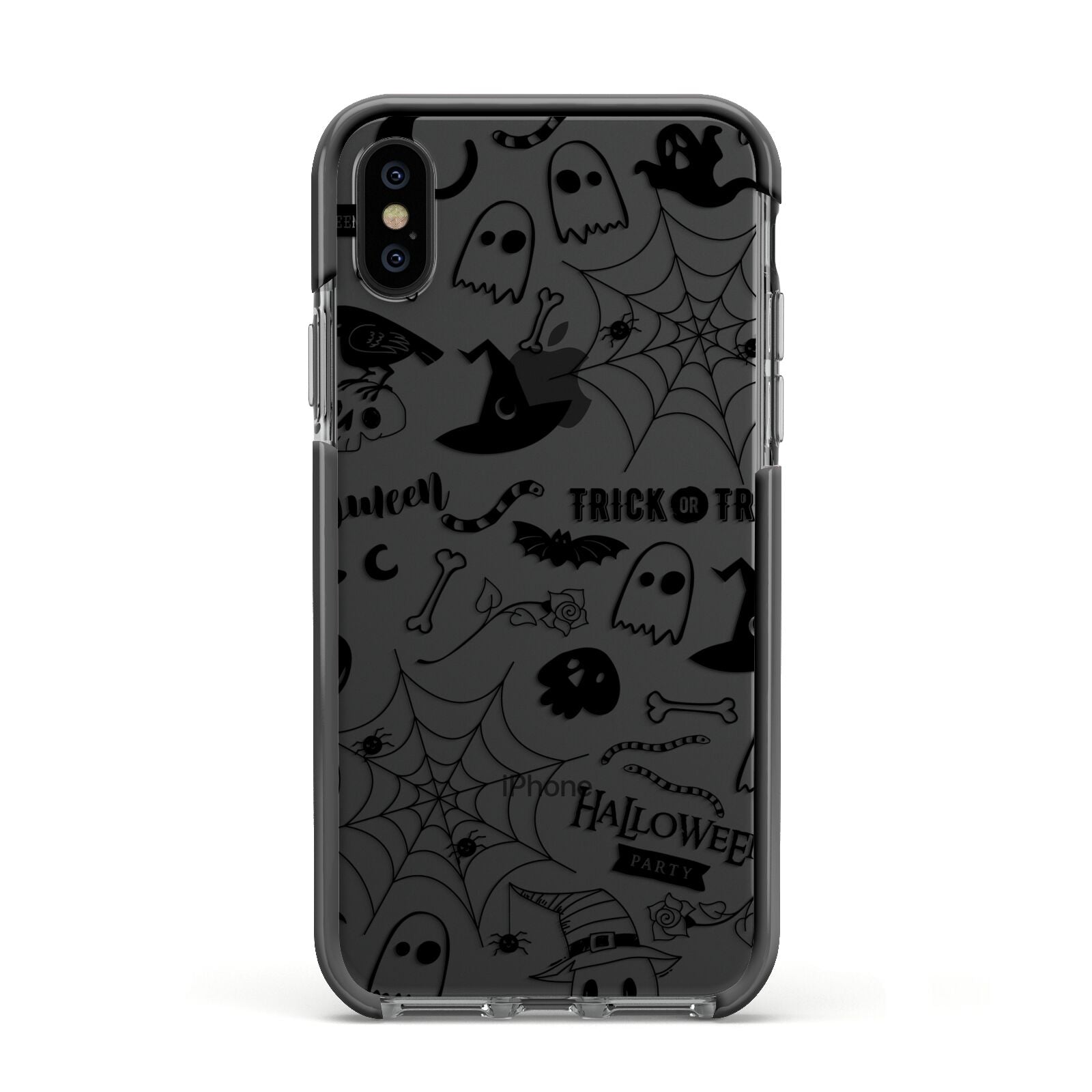 Monochrome Halloween Illustrations Apple iPhone Xs Impact Case Black Edge on Black Phone