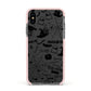 Monochrome Halloween Illustrations Apple iPhone Xs Impact Case Pink Edge on Black Phone