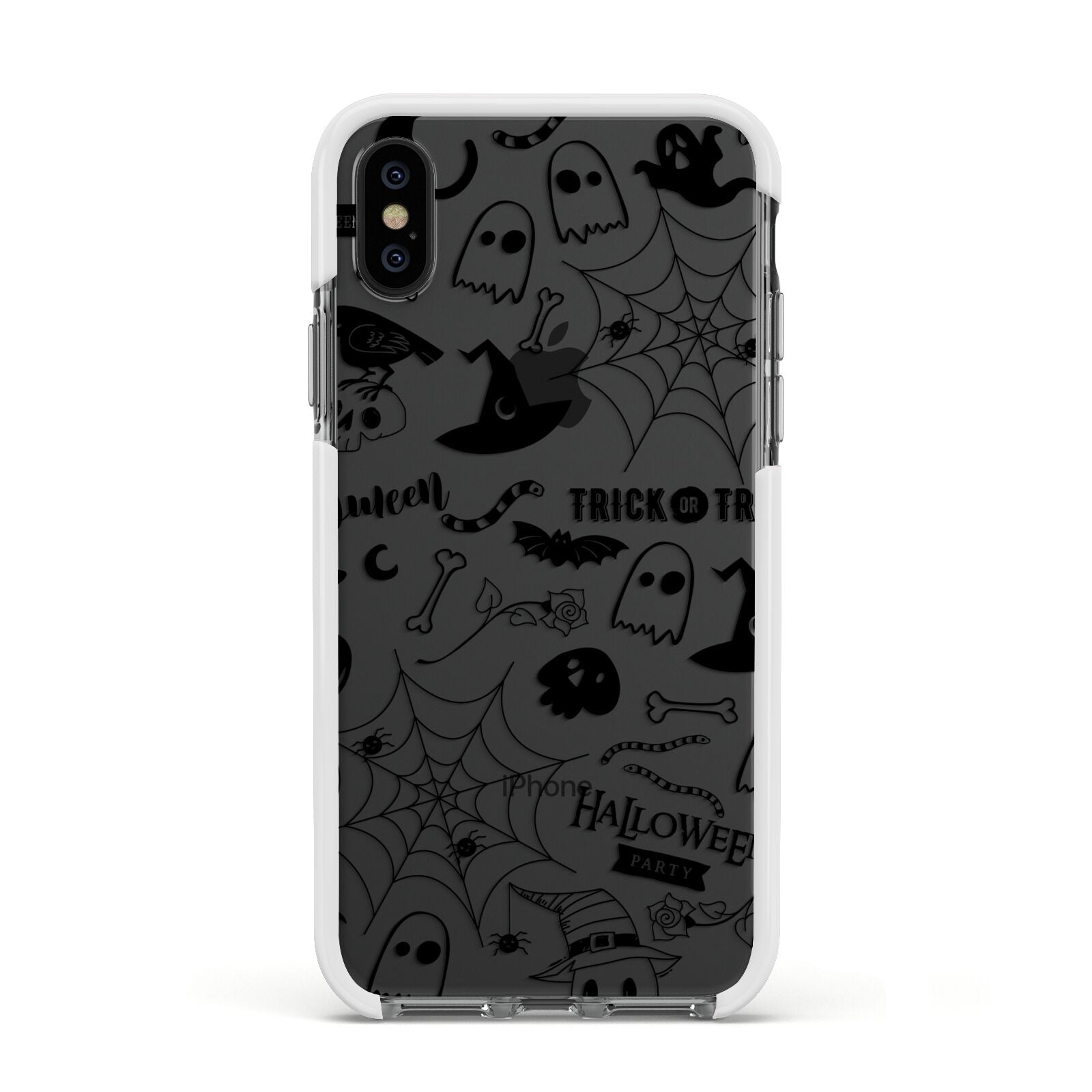 Monochrome Halloween Illustrations Apple iPhone Xs Impact Case White Edge on Black Phone