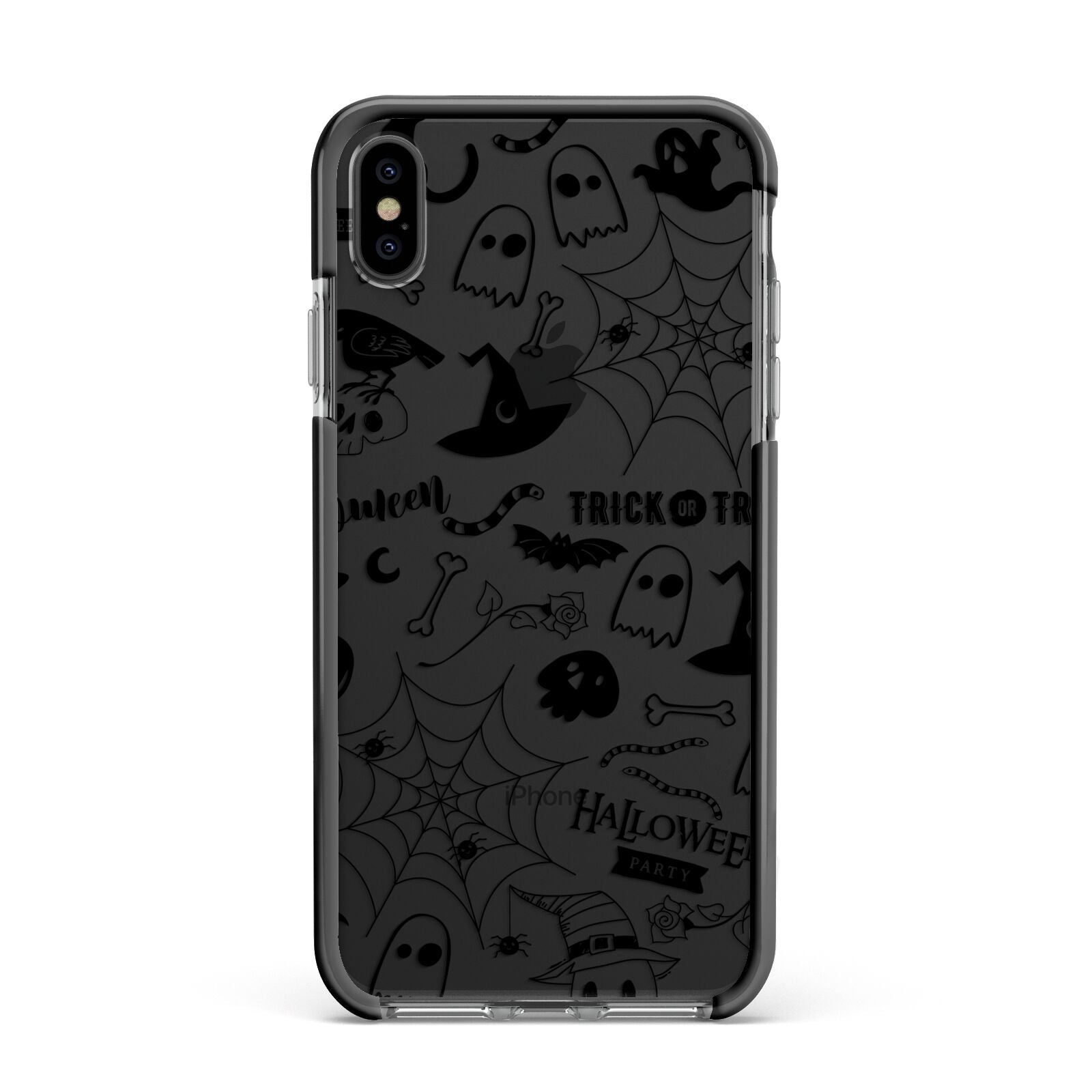 Monochrome Halloween Illustrations Apple iPhone Xs Max Impact Case Black Edge on Black Phone