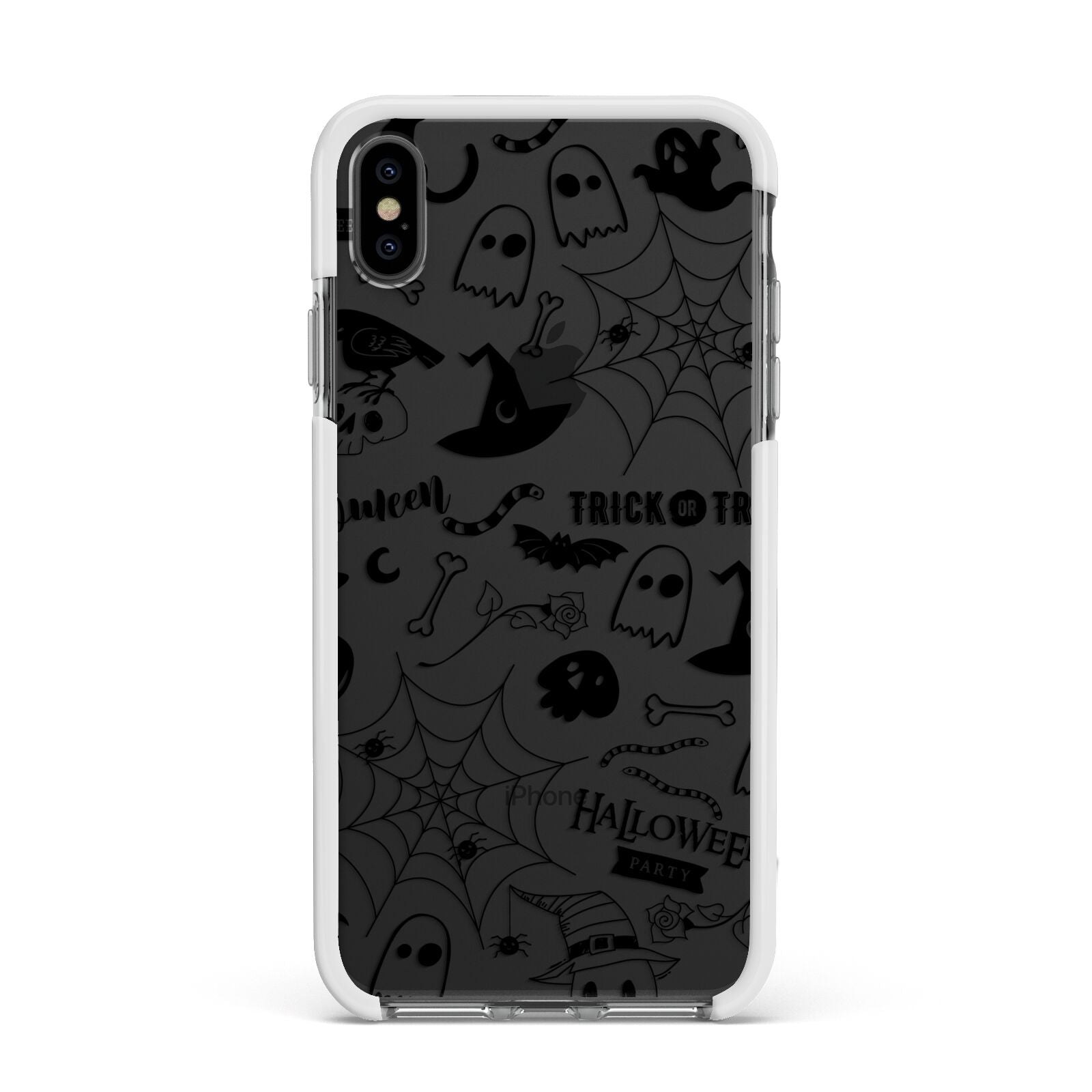 Monochrome Halloween Illustrations Apple iPhone Xs Max Impact Case White Edge on Black Phone