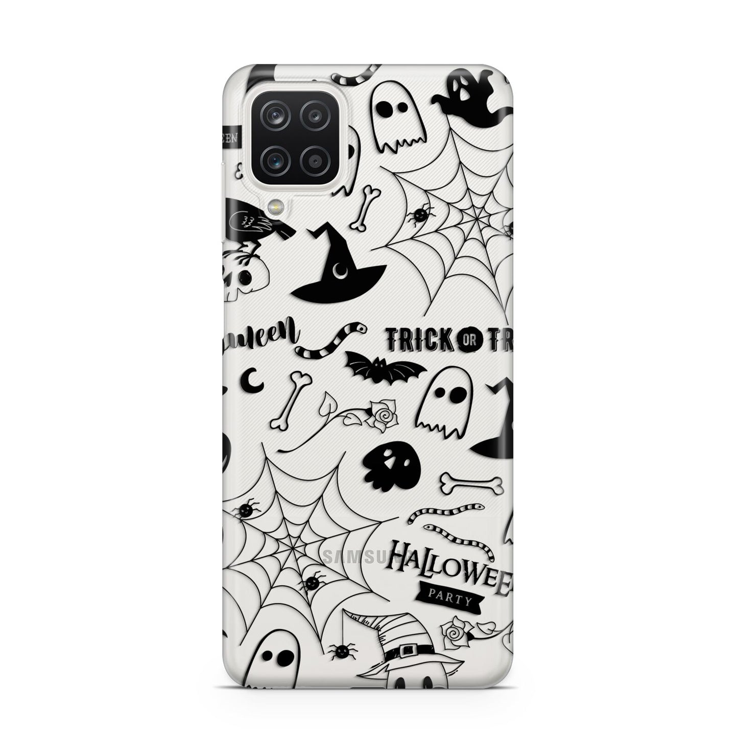 Monochrome Halloween Illustrations Samsung A12 Case