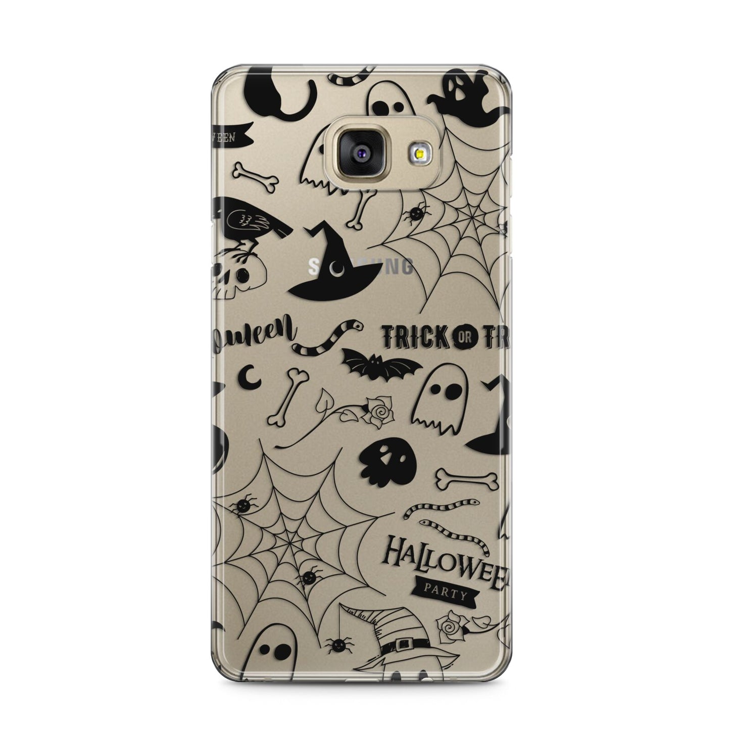 Monochrome Halloween Illustrations Samsung Galaxy A5 2016 Case on gold phone