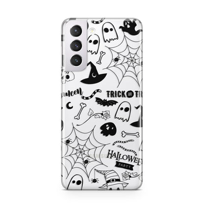 Monochrome Halloween Illustrations Samsung S21 Case