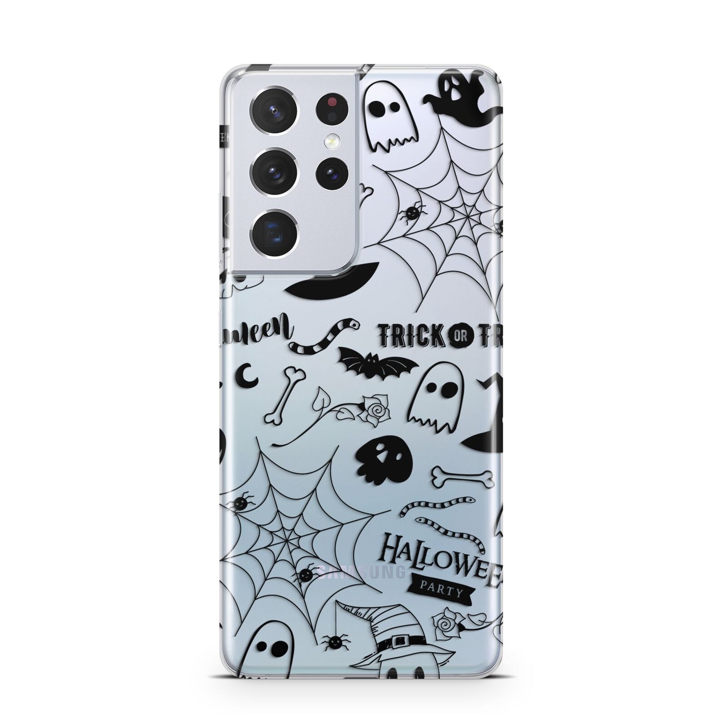 Monochrome Halloween Illustrations Samsung S21 Ultra Case