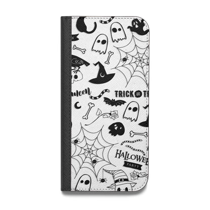 Monochrome Halloween Illustrations Vegan Leather Flip Samsung Case