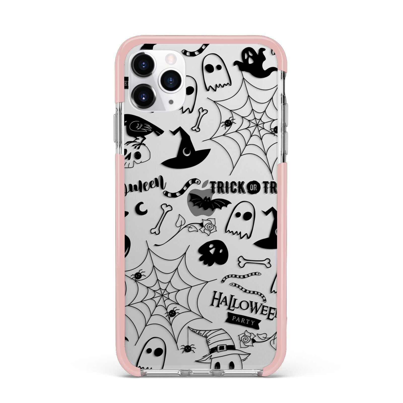 Monochrome Halloween Illustrations iPhone 11 Pro Max Impact Pink Edge Case