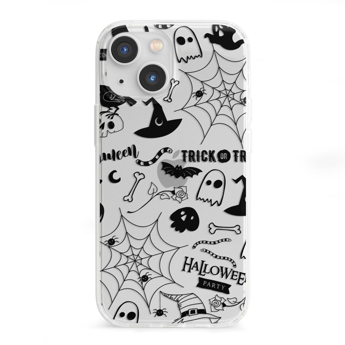 Monochrome Halloween Illustrations iPhone 13 Mini Clear Bumper Case