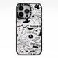 Monochrome Halloween Illustrations iPhone 13 Pro Black Impact Case on Silver phone