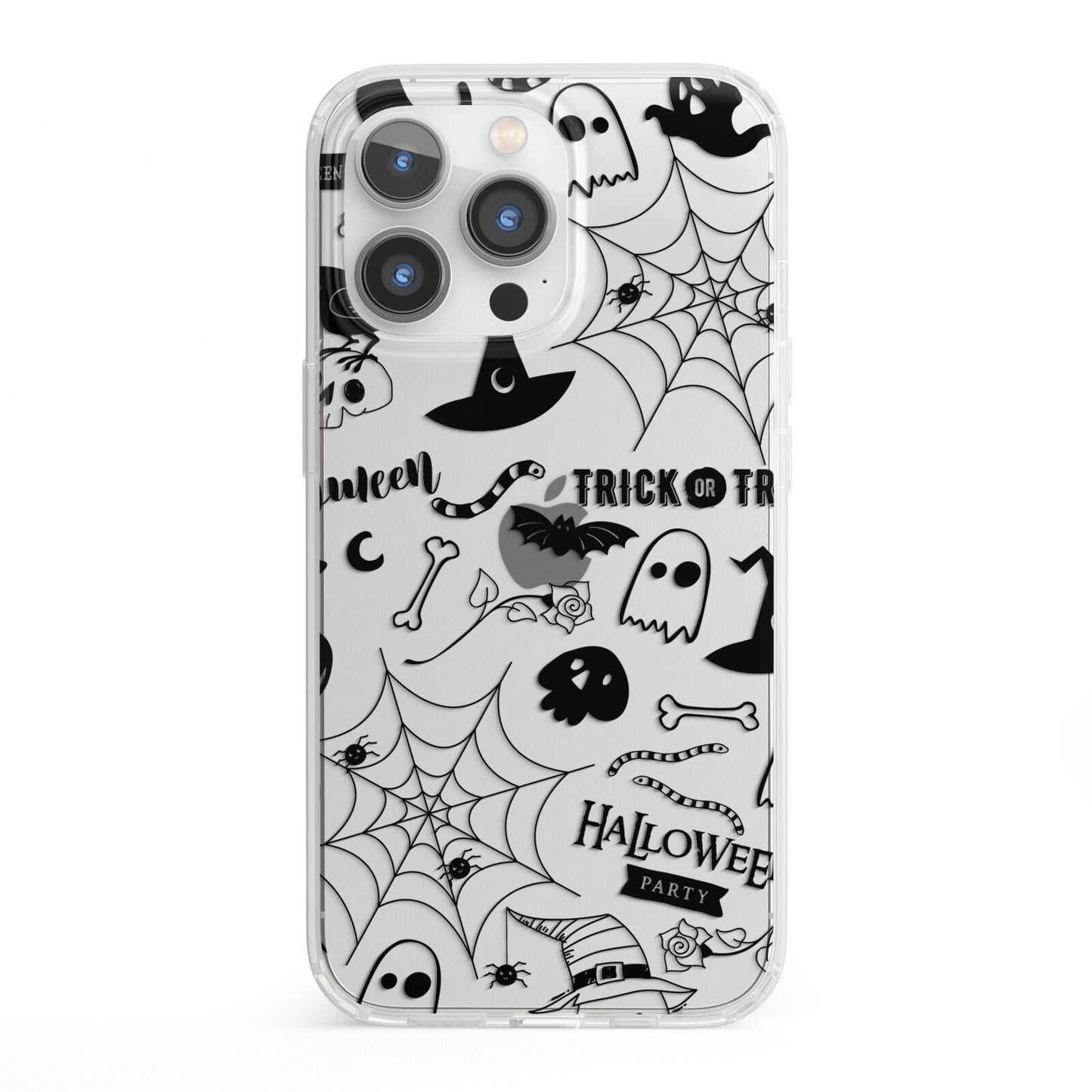 Monochrome Halloween Illustrations iPhone 13 Pro Clear Bumper Case