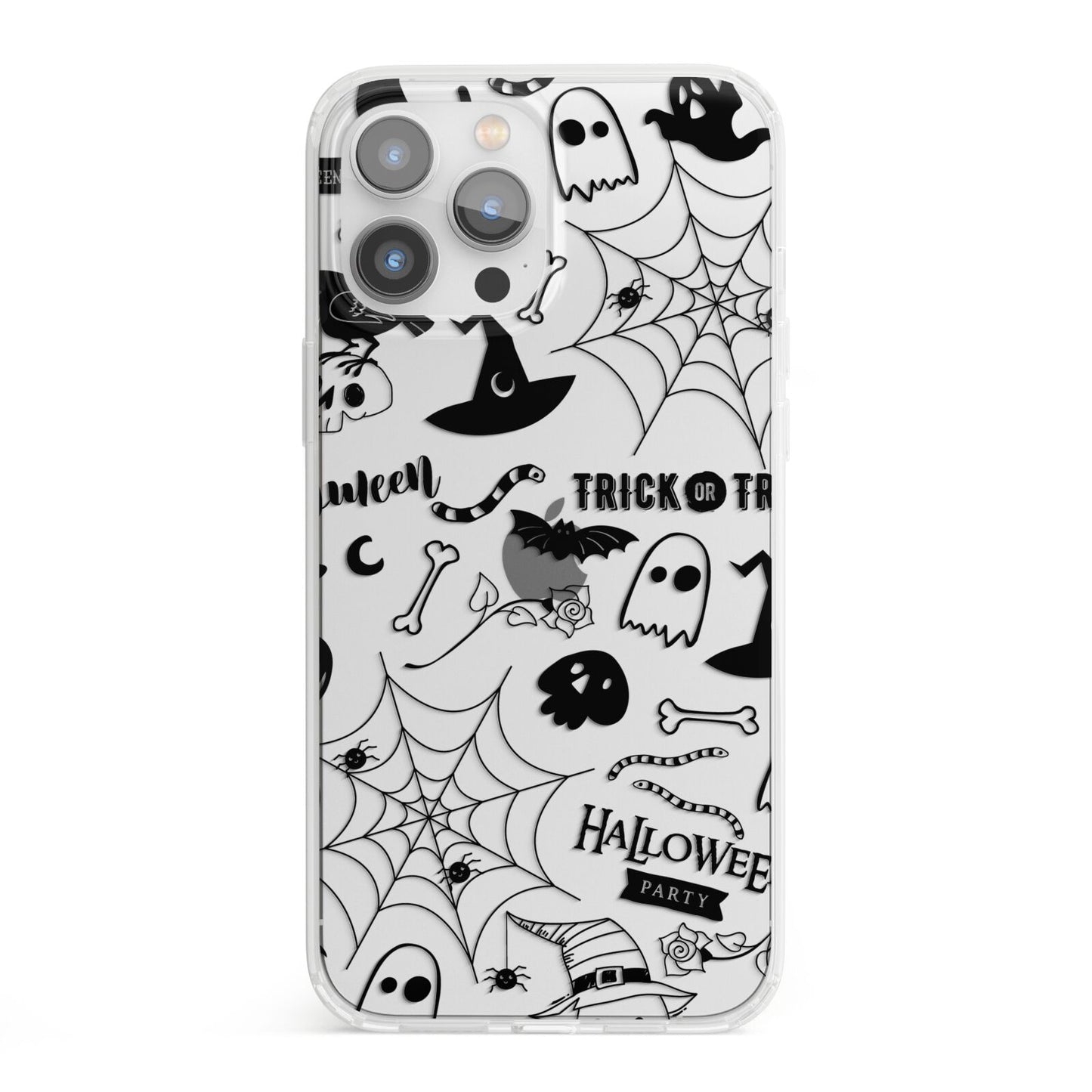 Monochrome Halloween Illustrations iPhone 13 Pro Max Clear Bumper Case