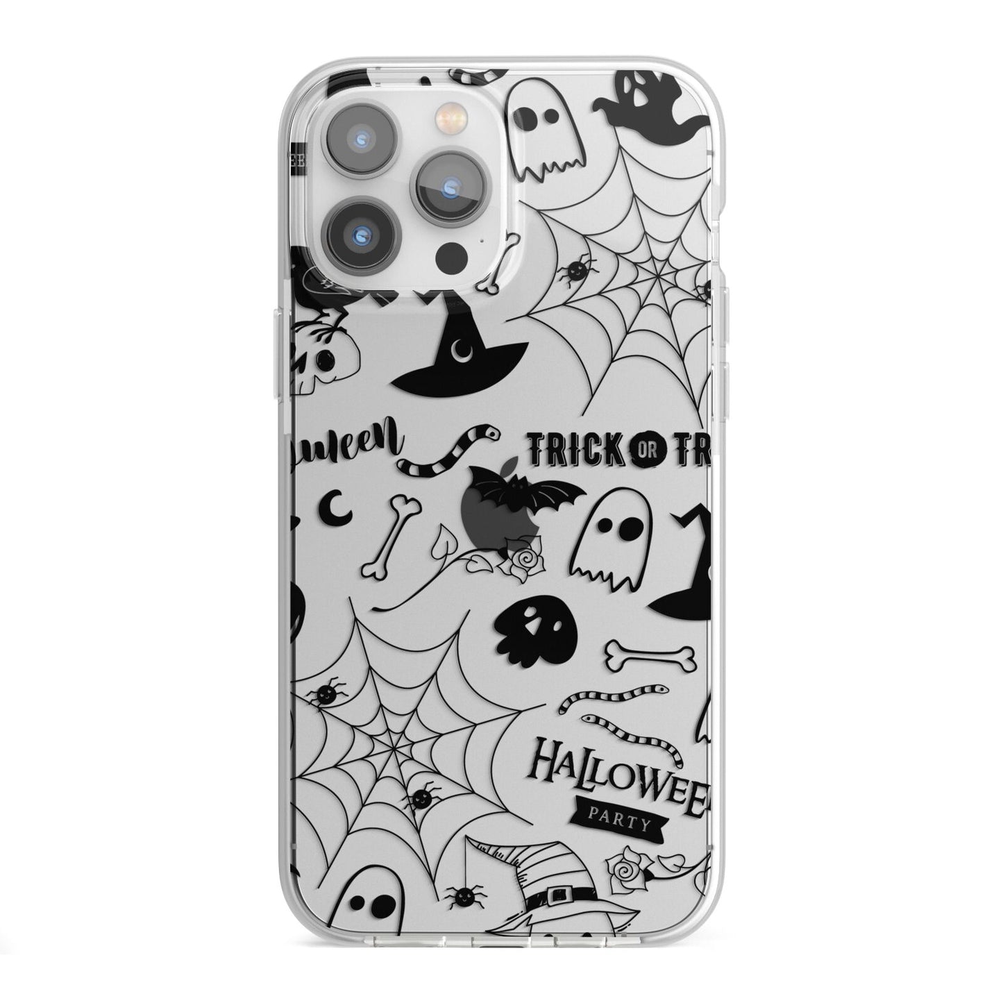 Monochrome Halloween Illustrations iPhone 13 Pro Max TPU Impact Case with White Edges