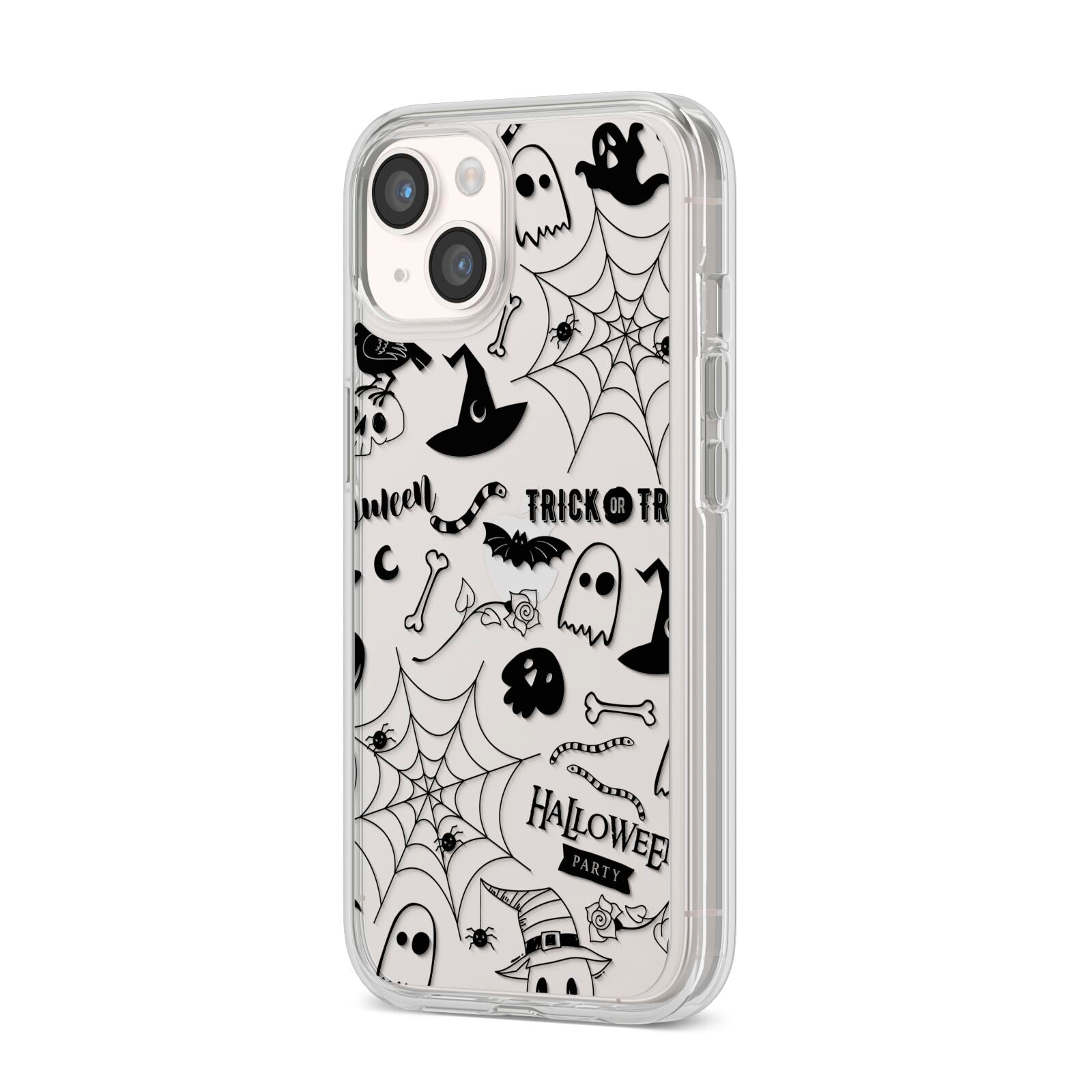 Monochrome Halloween Illustrations iPhone 14 Clear Tough Case Starlight Angled Image