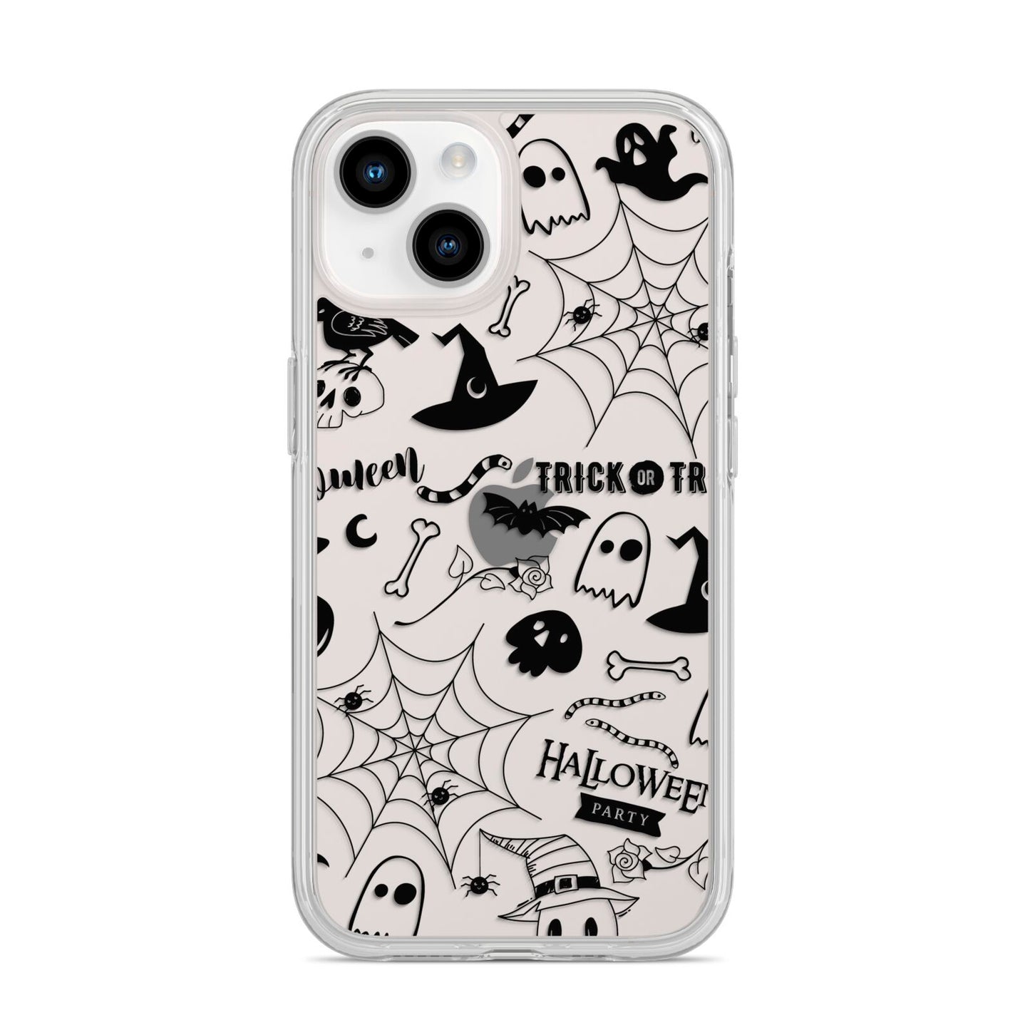 Monochrome Halloween Illustrations iPhone 14 Clear Tough Case Starlight