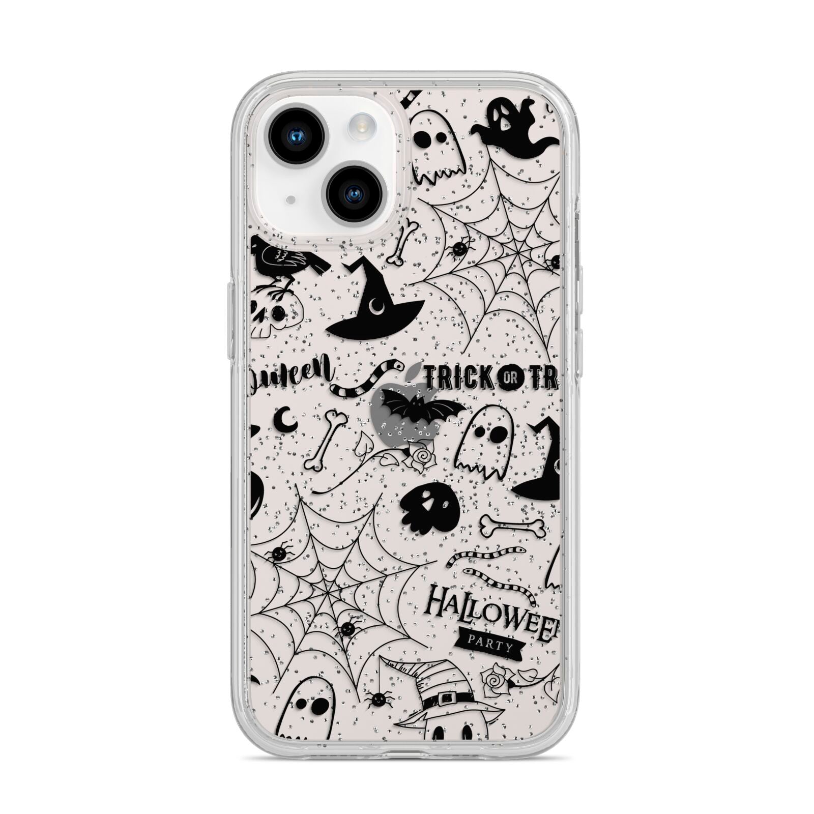 Monochrome Halloween Illustrations iPhone 14 Glitter Tough Case Starlight