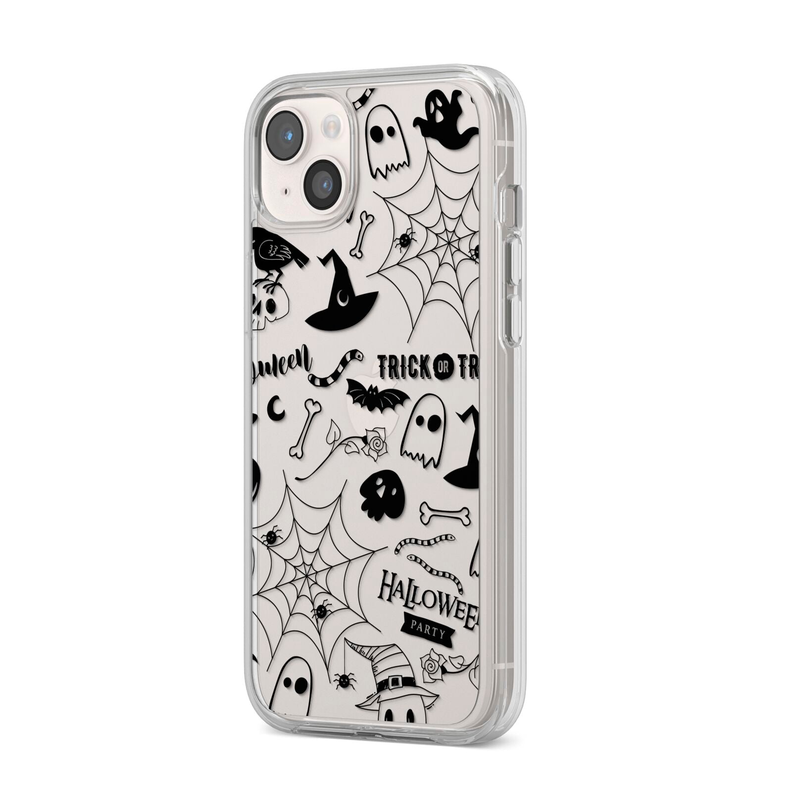 Monochrome Halloween Illustrations iPhone 14 Plus Clear Tough Case Starlight Angled Image