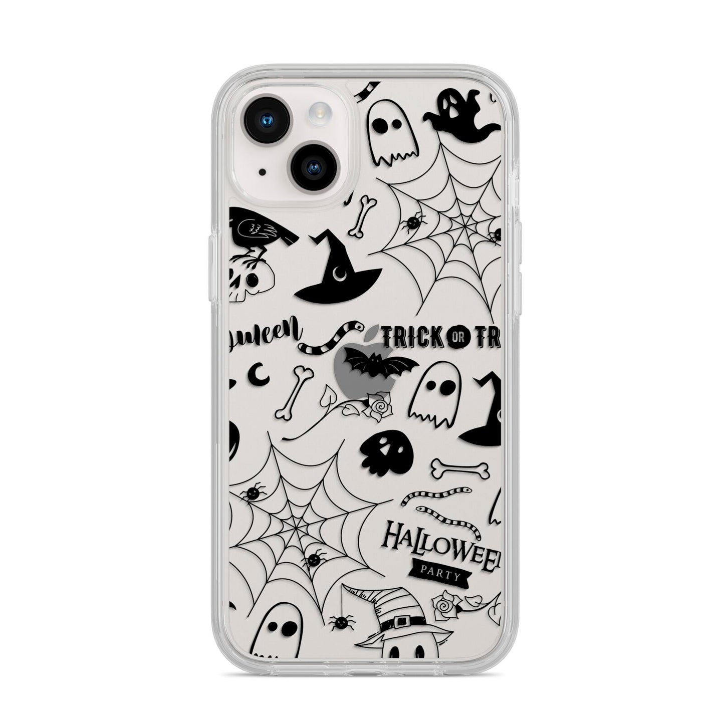 Monochrome Halloween Illustrations iPhone 14 Plus Clear Tough Case Starlight