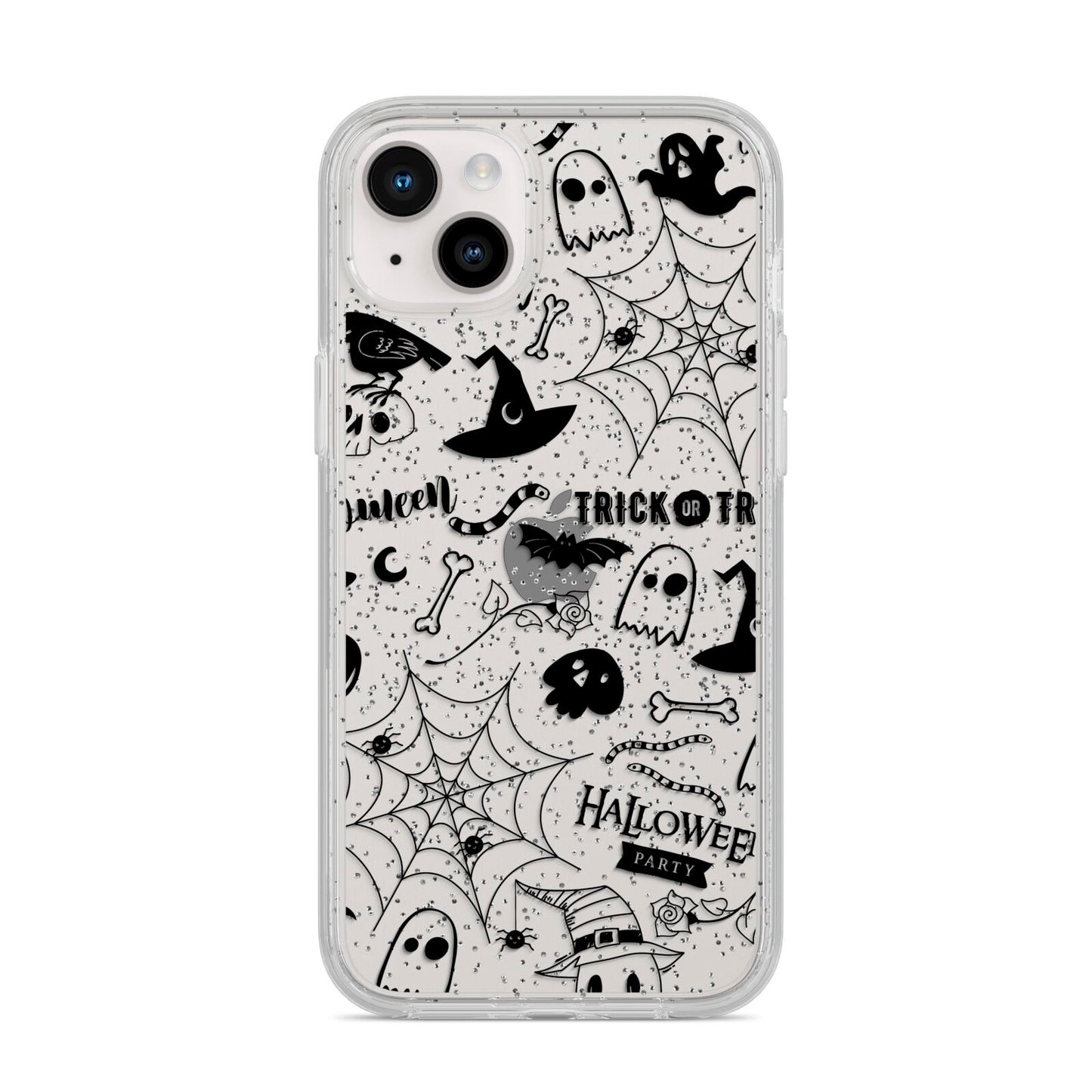 Monochrome Halloween Illustrations iPhone 14 Plus Glitter Tough Case Starlight