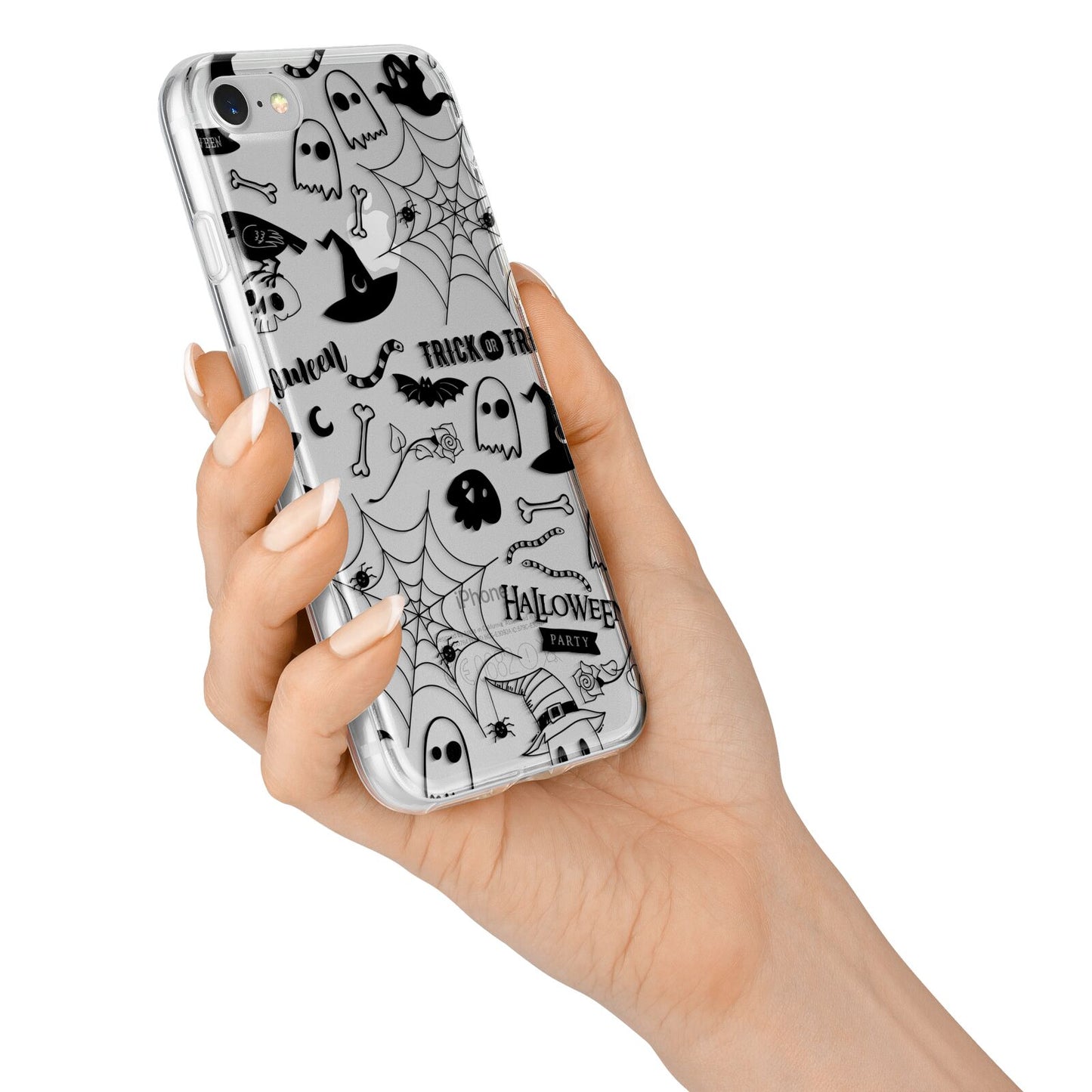 Monochrome Halloween Illustrations iPhone 7 Bumper Case on Silver iPhone Alternative Image