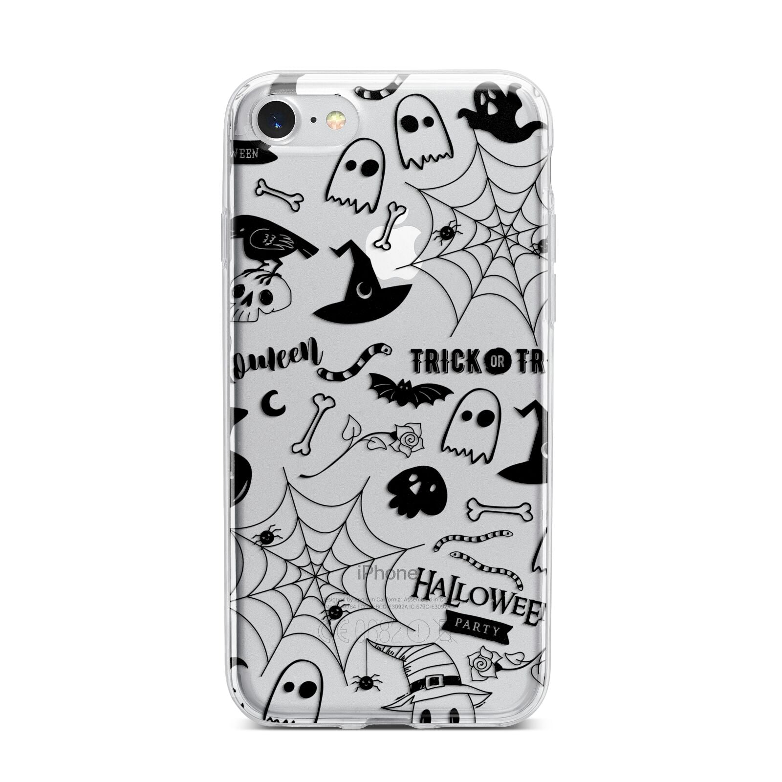 Monochrome Halloween Illustrations iPhone 7 Bumper Case on Silver iPhone