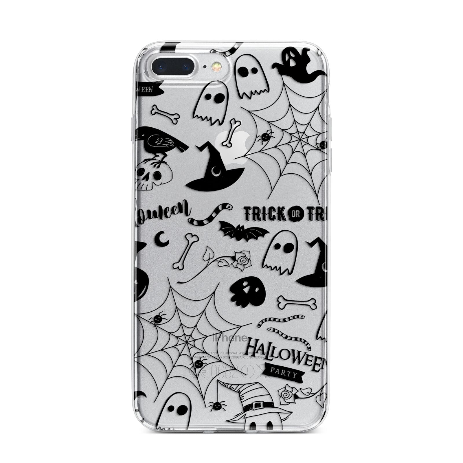 Monochrome Halloween Illustrations iPhone 7 Plus Bumper Case on Silver iPhone