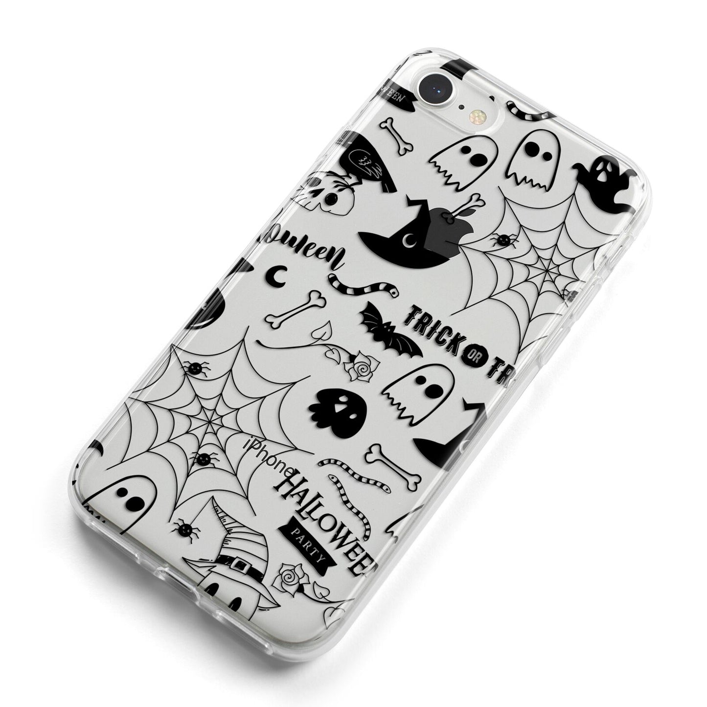 Monochrome Halloween Illustrations iPhone 8 Bumper Case on Silver iPhone Alternative Image