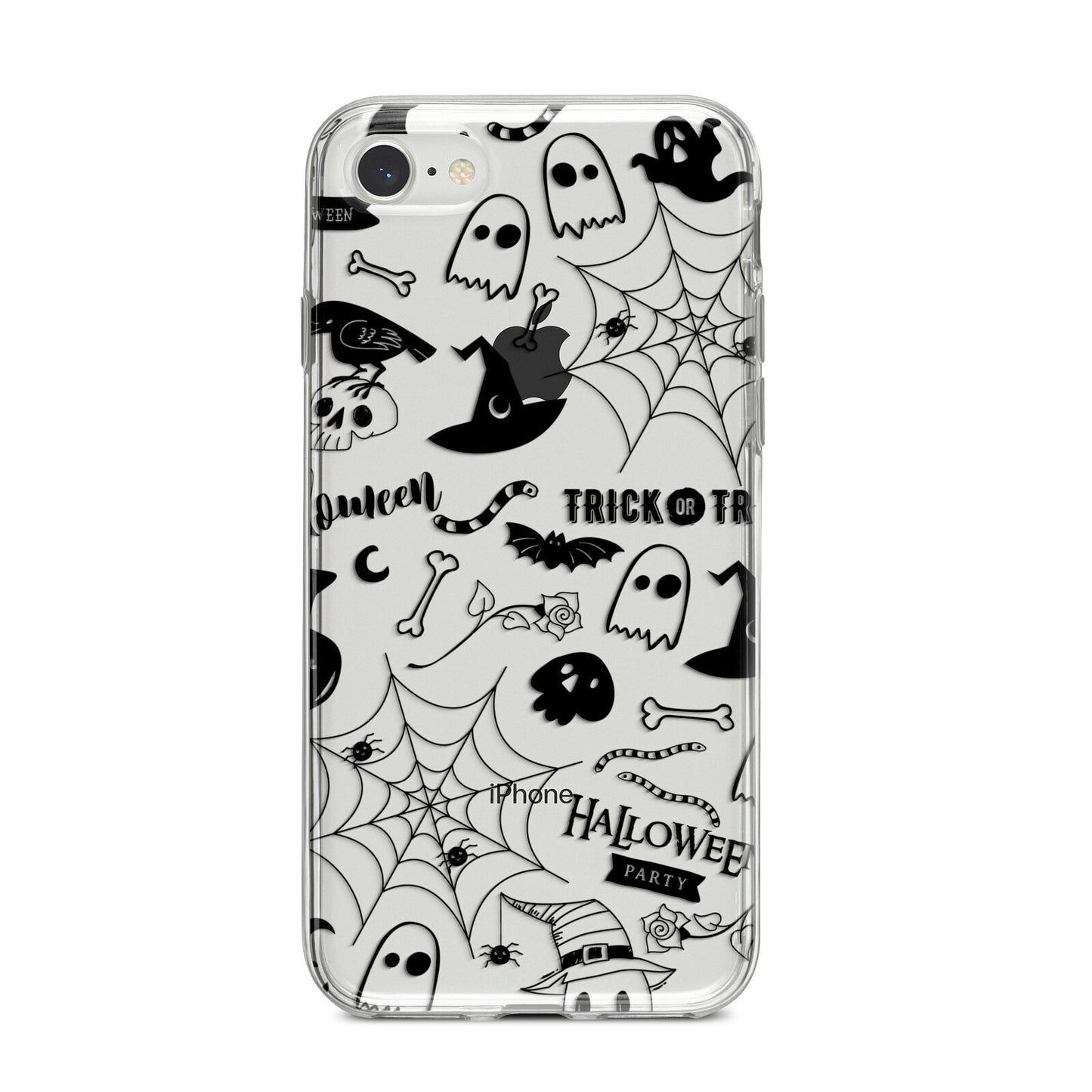 Monochrome Halloween Illustrations iPhone 8 Bumper Case on Silver iPhone