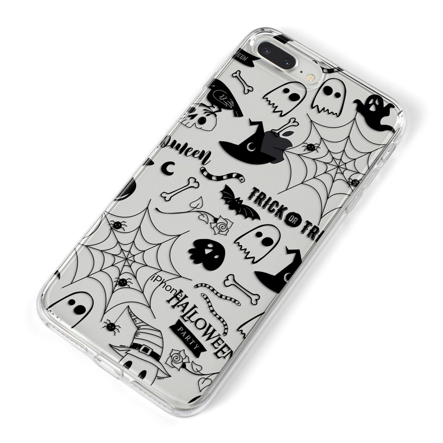 Monochrome Halloween Illustrations iPhone 8 Plus Bumper Case on Silver iPhone Alternative Image