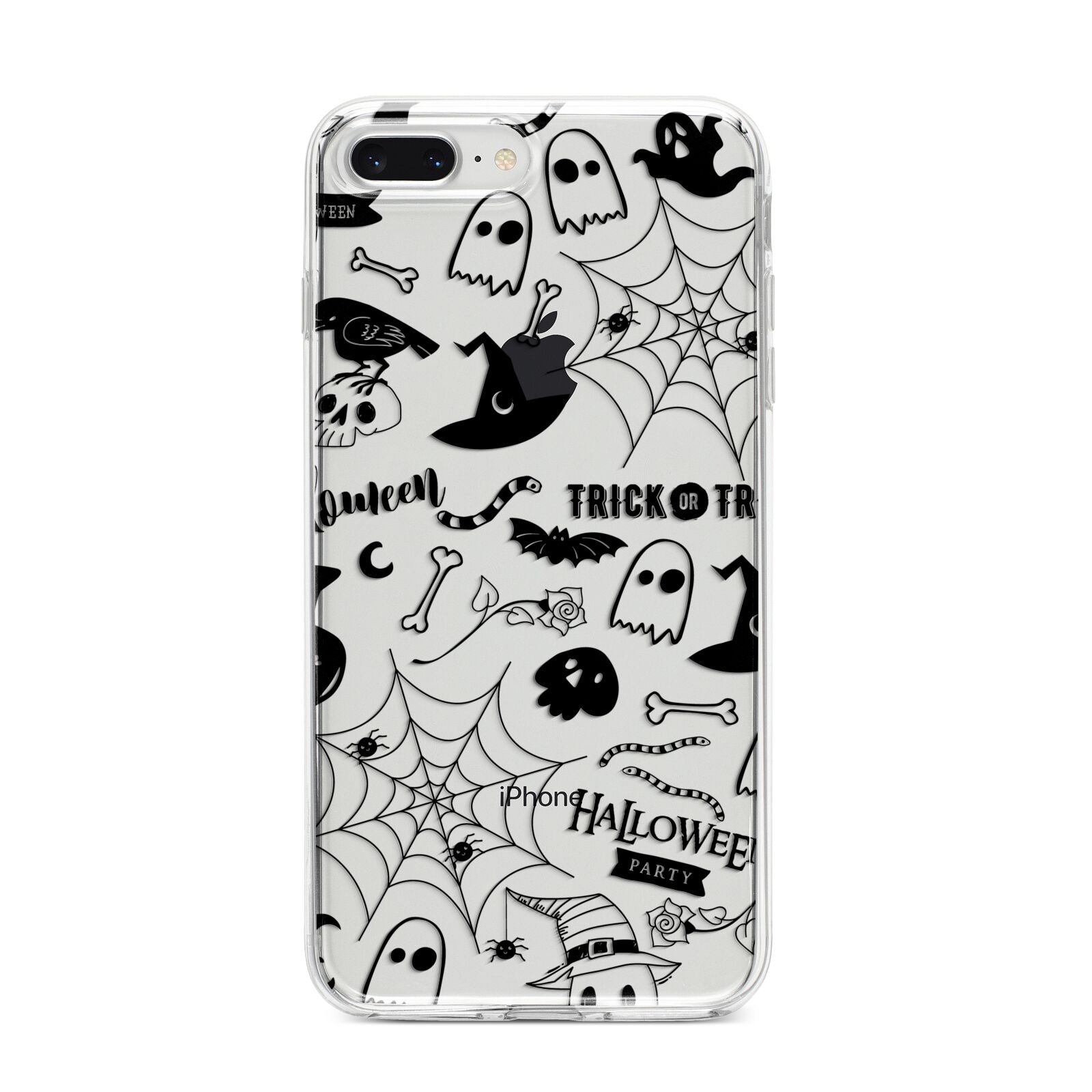 Monochrome Halloween Illustrations iPhone 8 Plus Bumper Case on Silver iPhone