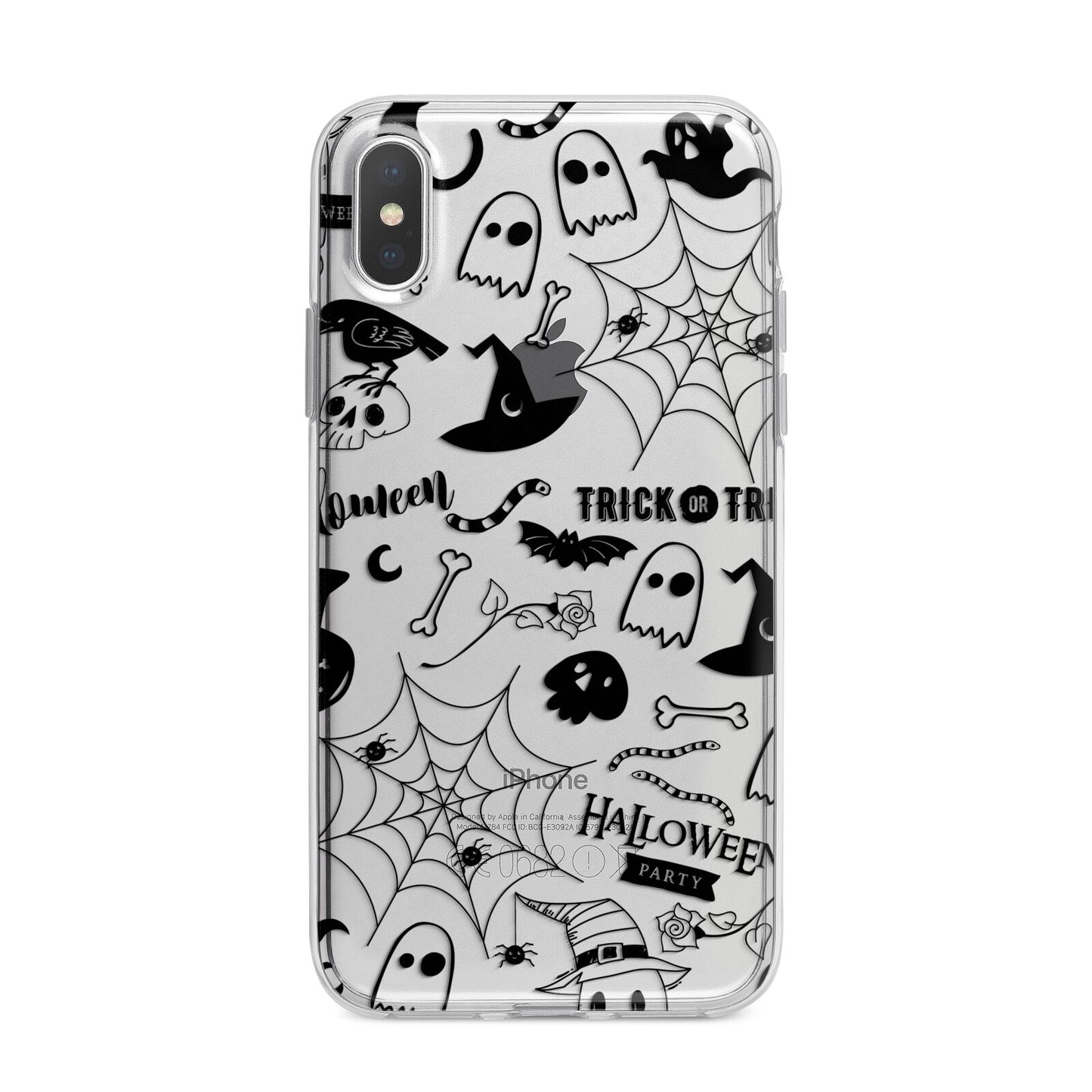 Monochrome Halloween Illustrations iPhone X Bumper Case on Silver iPhone Alternative Image 1