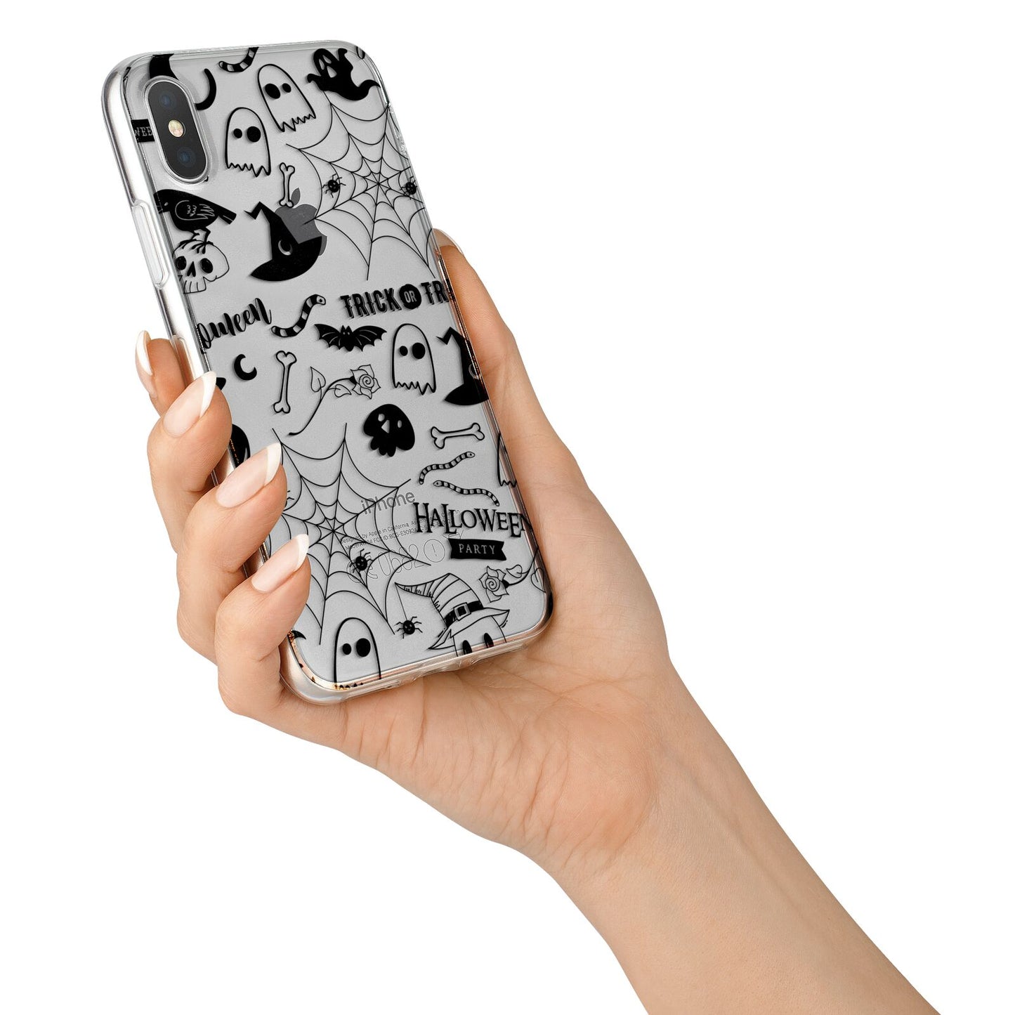 Monochrome Halloween Illustrations iPhone X Bumper Case on Silver iPhone Alternative Image 2