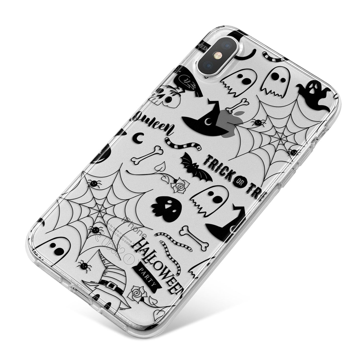 Monochrome Halloween Illustrations iPhone X Bumper Case on Silver iPhone