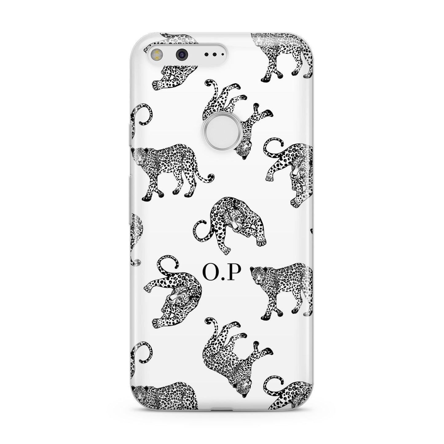 Monochrome Leopard Print Personalised Google Pixel Case