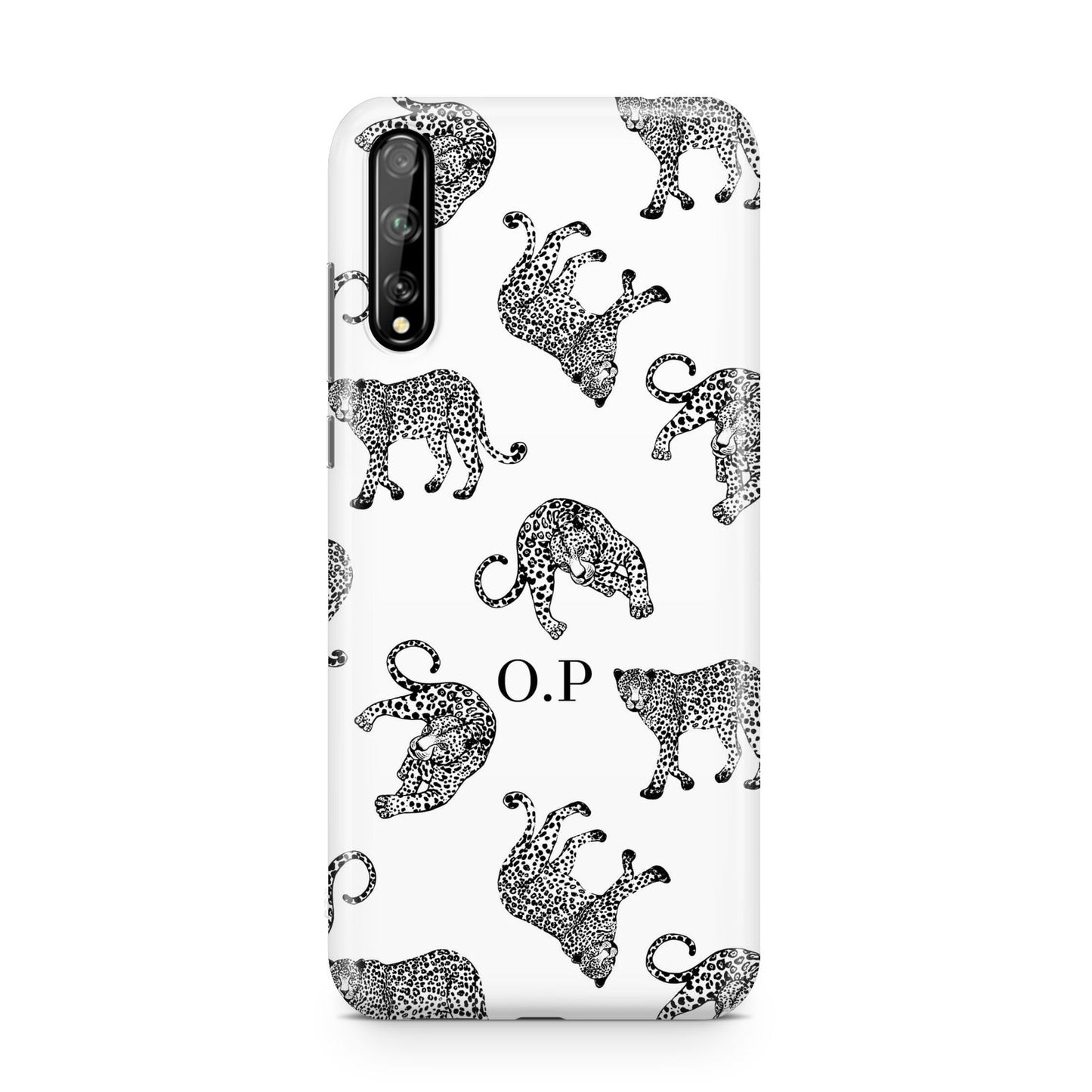 Monochrome Leopard Print Personalised Huawei Enjoy 10s Phone Case