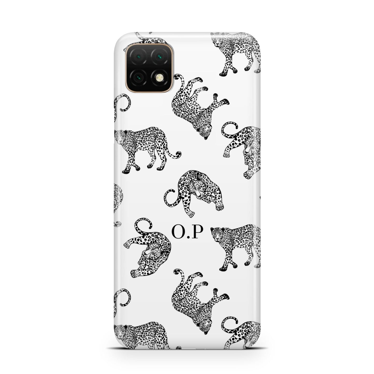 Monochrome Leopard Print Personalised Huawei Enjoy 20 Phone Case