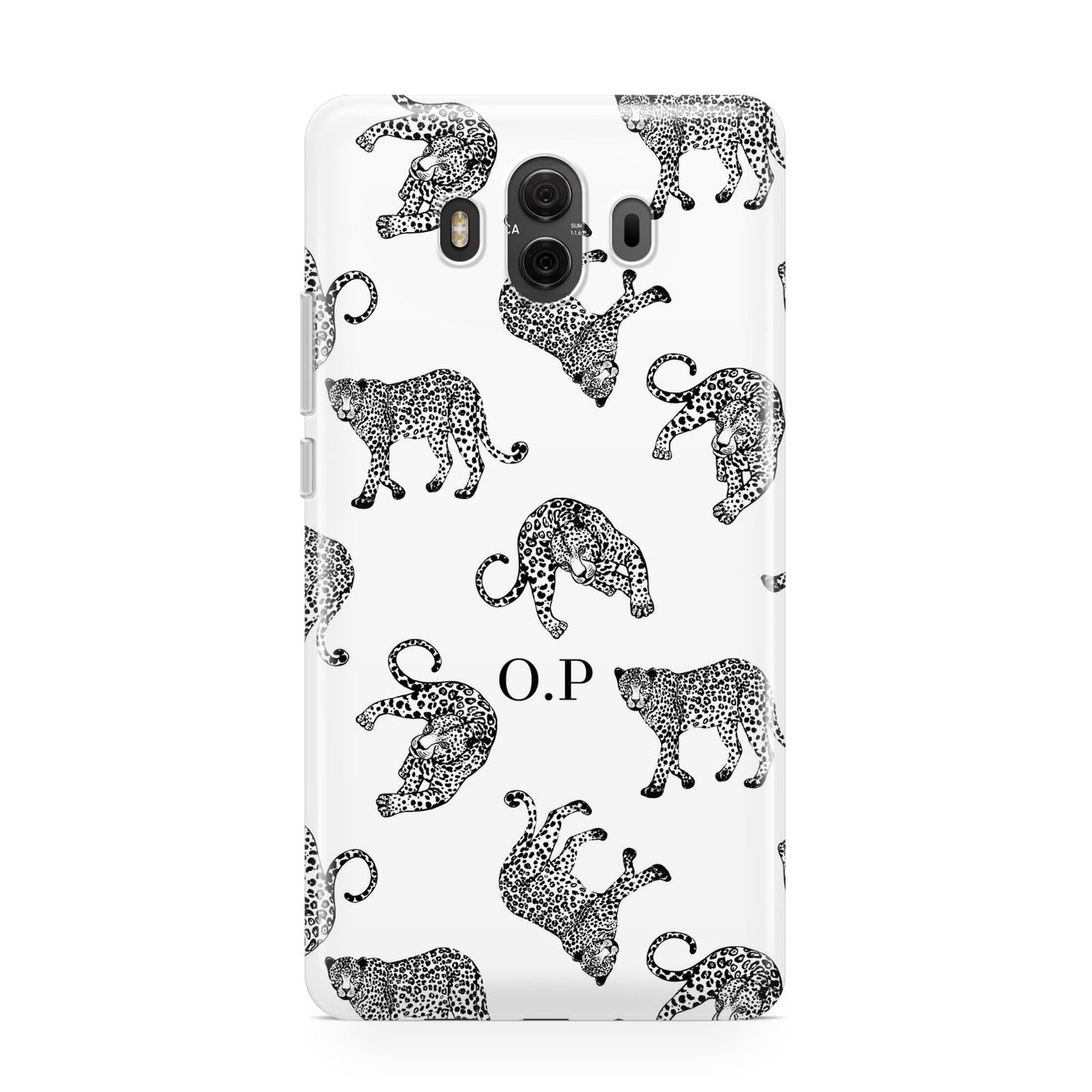 Monochrome Leopard Print Personalised Huawei Mate 10 Protective Phone Case