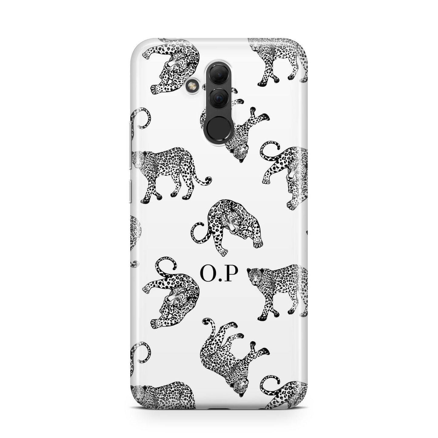 Monochrome Leopard Print Personalised Huawei Mate 20 Lite