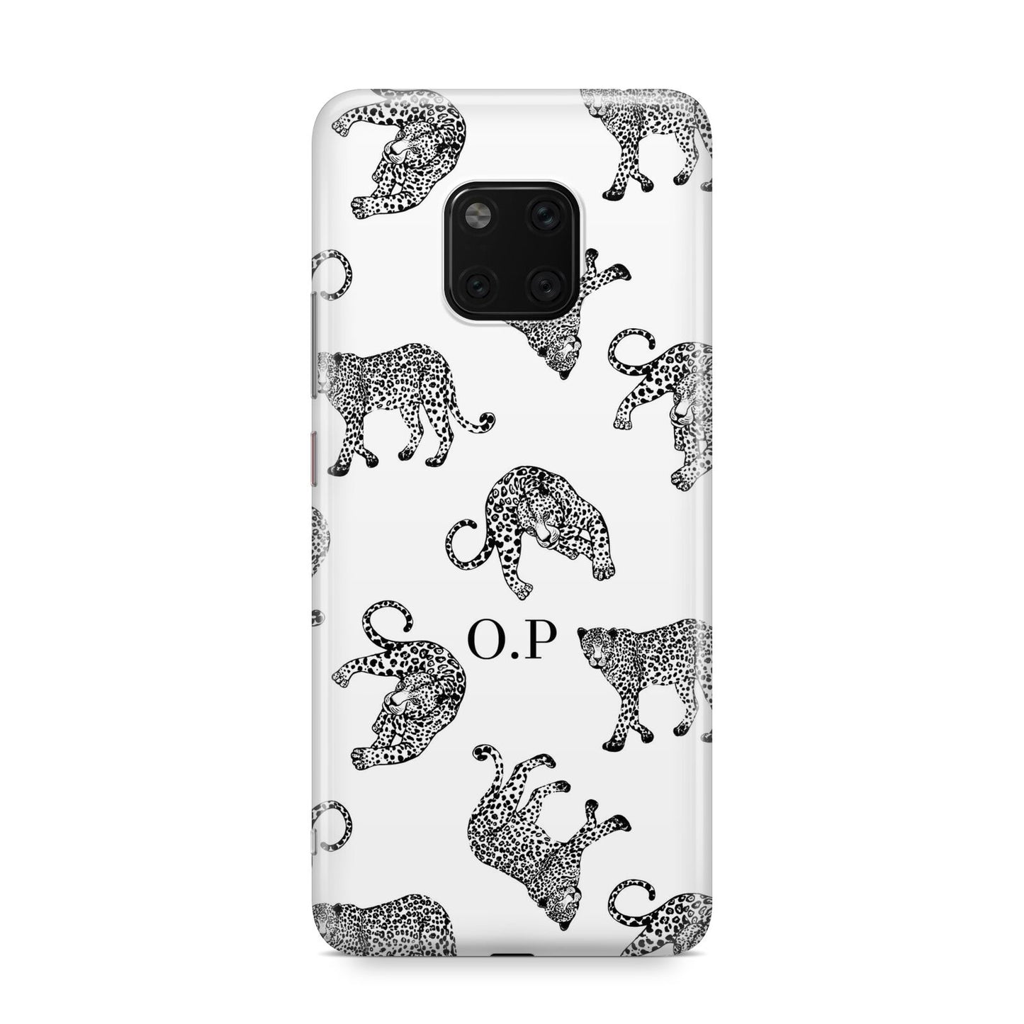 Monochrome Leopard Print Personalised Huawei Mate 20 Pro Phone Case