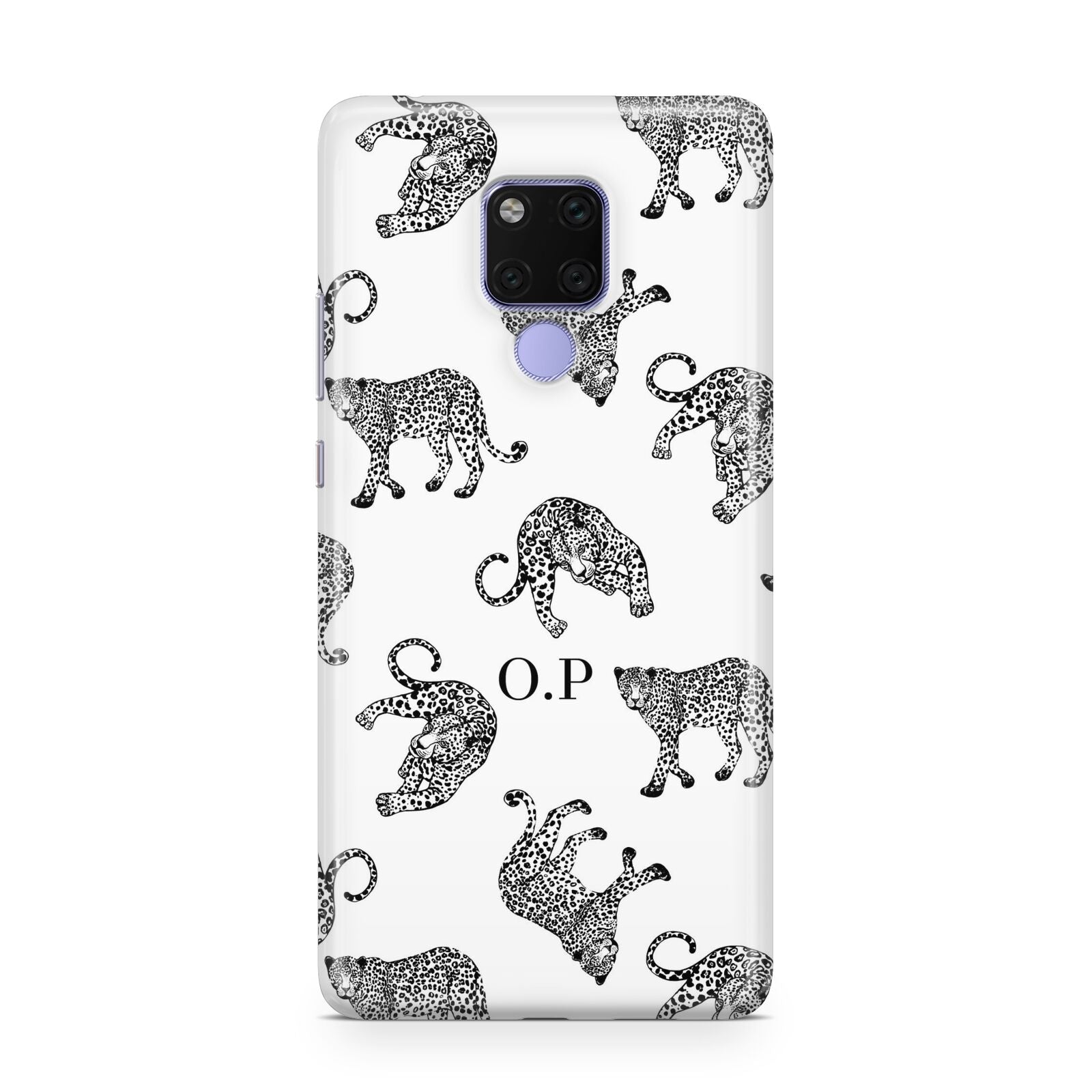 Monochrome Leopard Print Personalised Huawei Mate 20X Phone Case