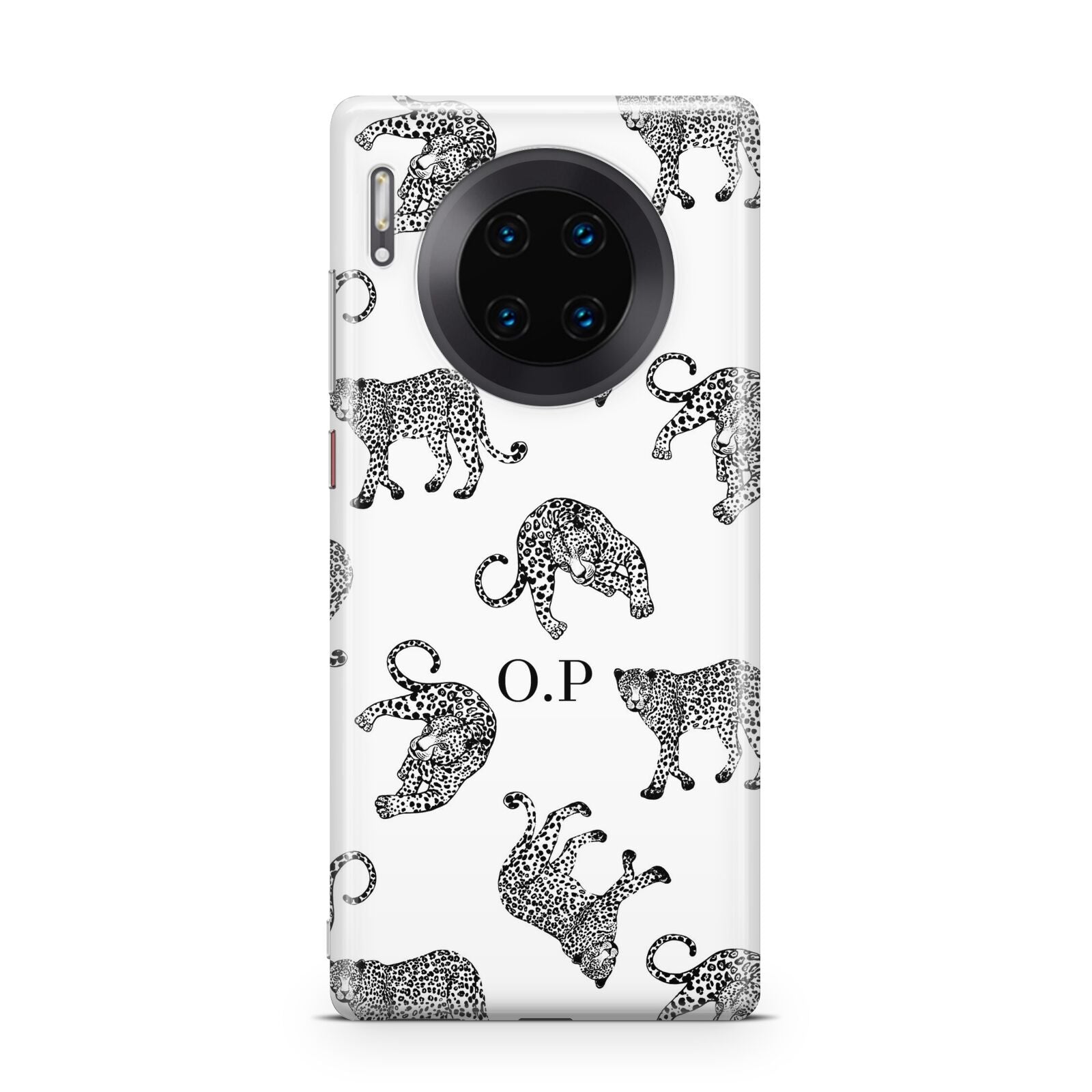 Monochrome Leopard Print Personalised Huawei Mate 30 Pro Phone Case