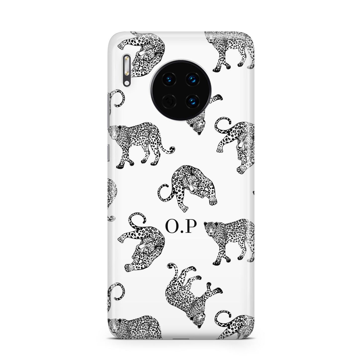 Monochrome Leopard Print Personalised Huawei Mate 30