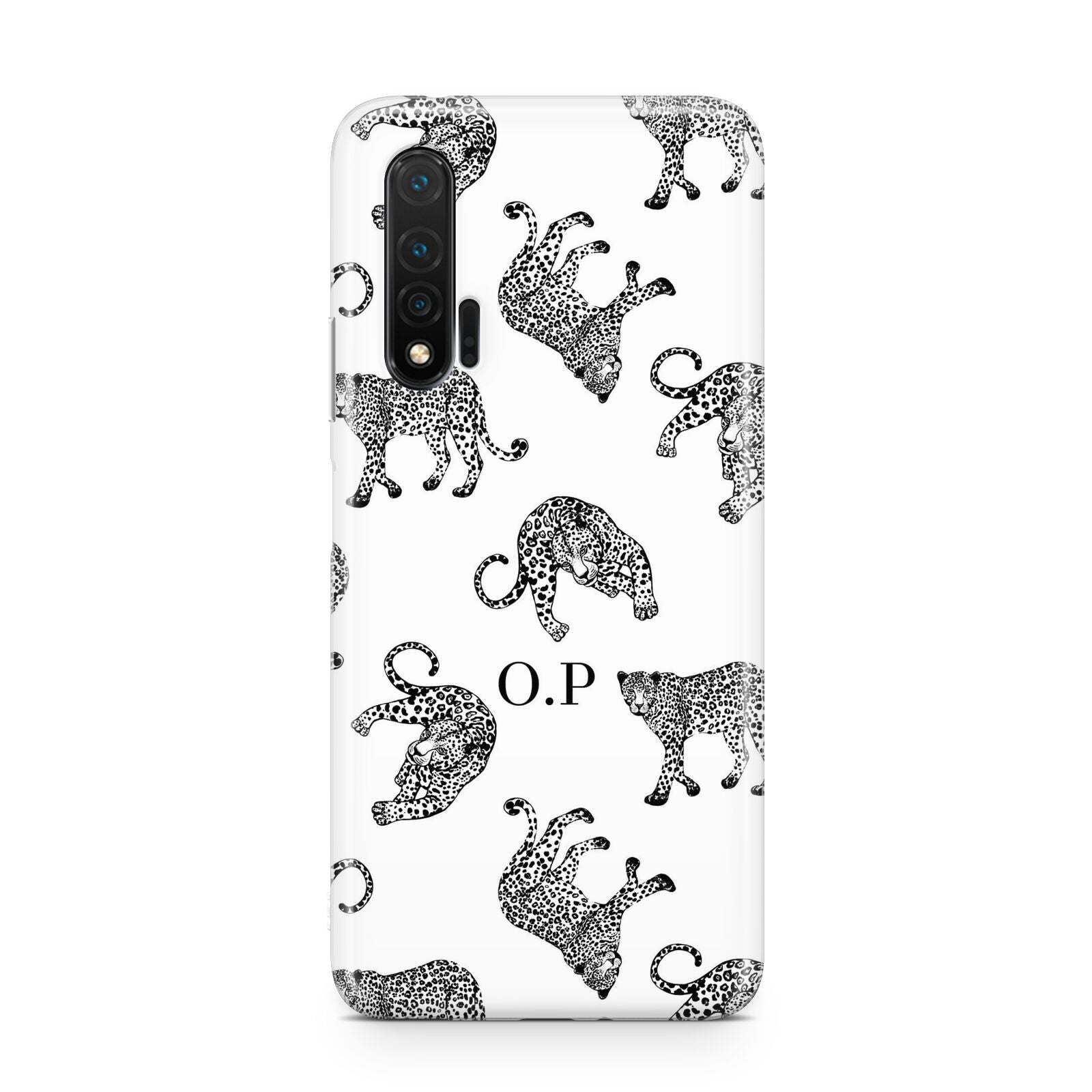 Monochrome Leopard Print Personalised Huawei Nova 6 Phone Case