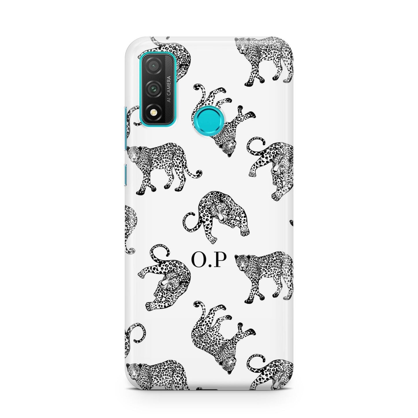 Monochrome Leopard Print Personalised Huawei P Smart 2020