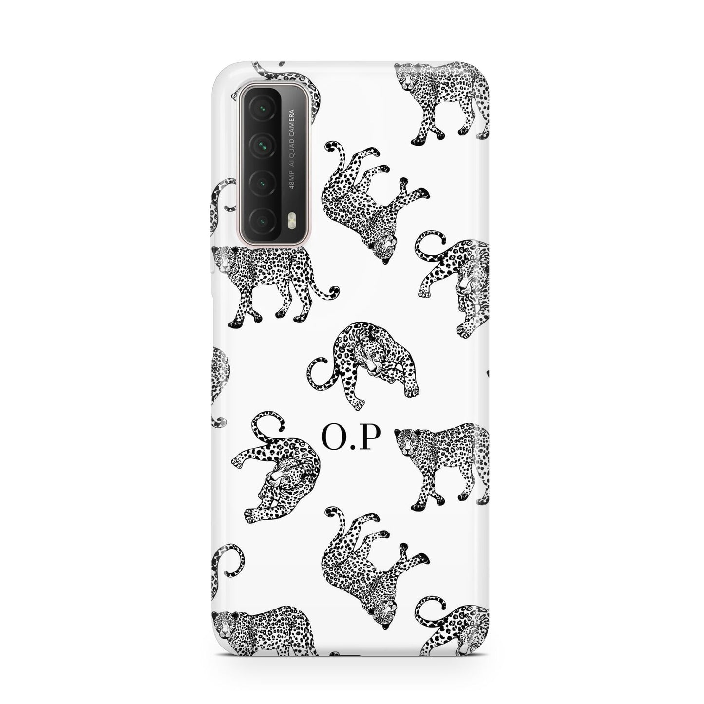 Monochrome Leopard Print Personalised Huawei P Smart 2021