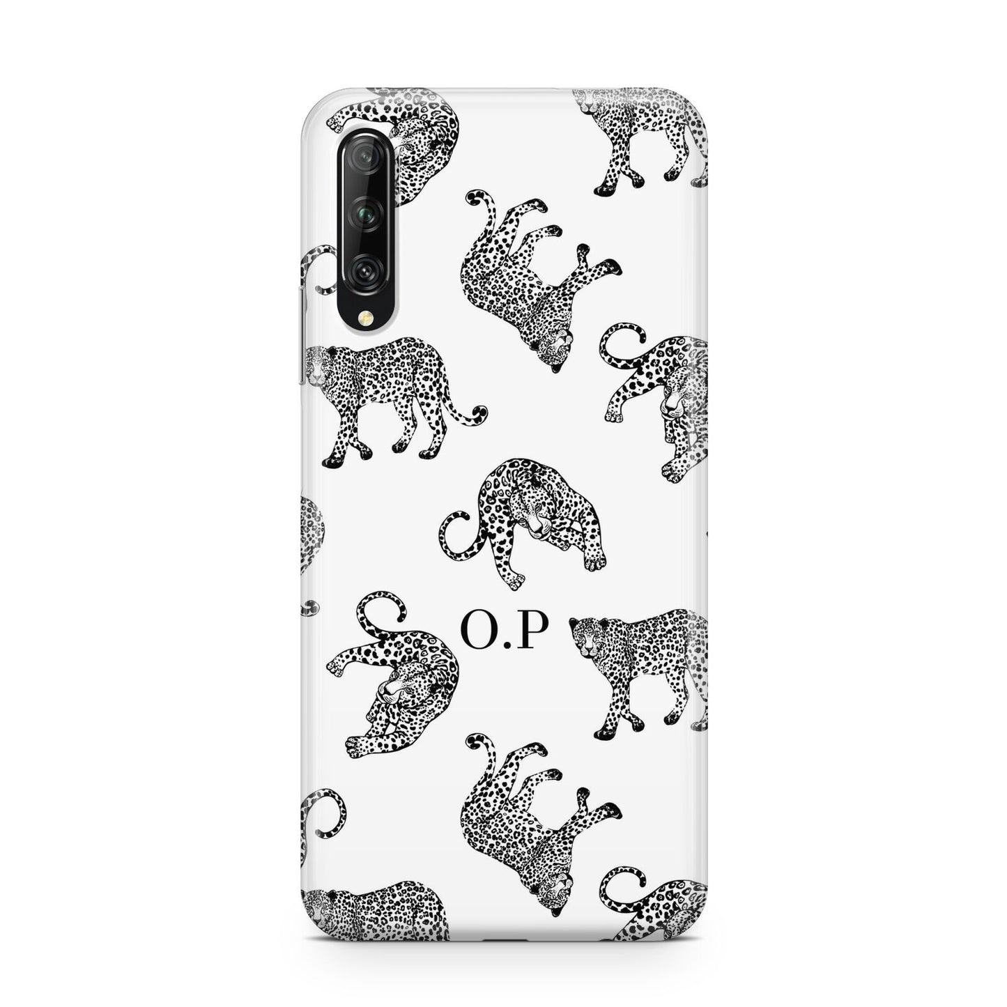 Monochrome Leopard Print Personalised Huawei P Smart Pro 2019