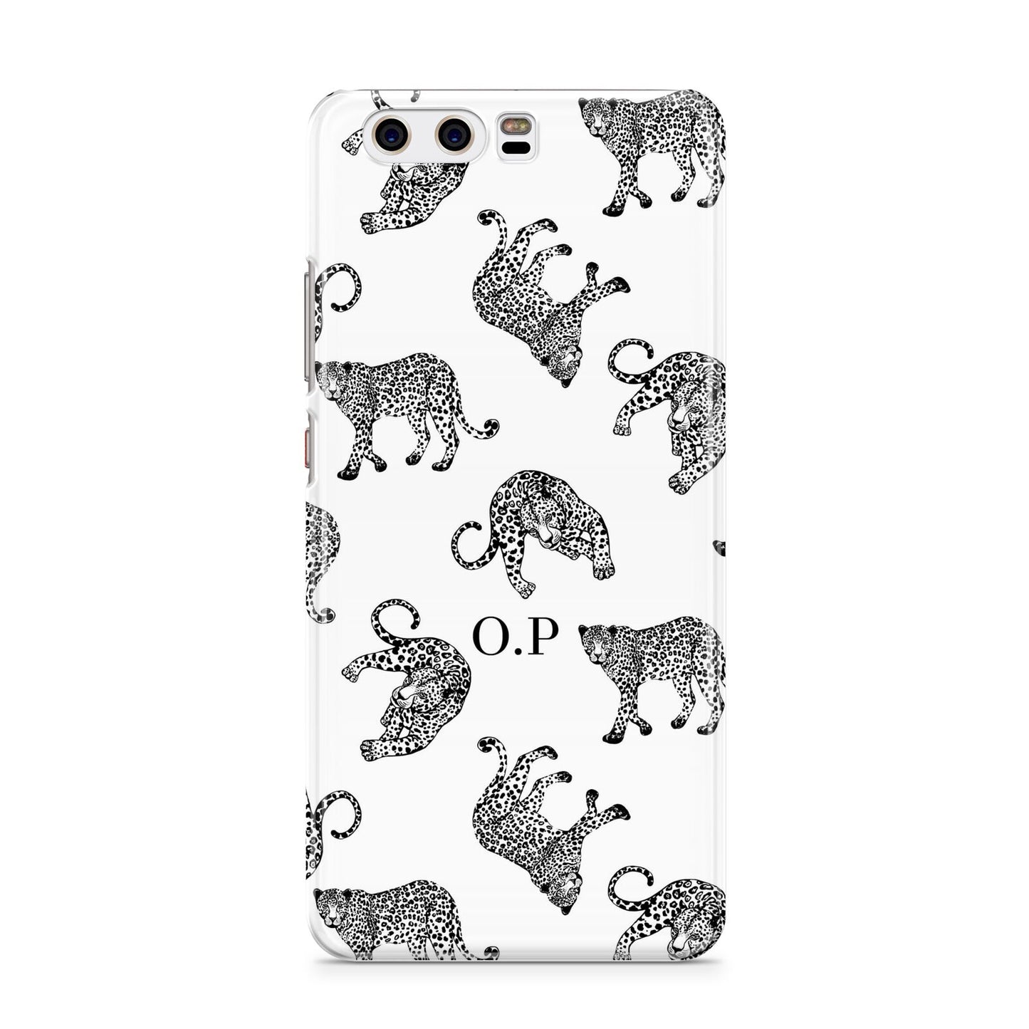 Monochrome Leopard Print Personalised Huawei P10 Phone Case